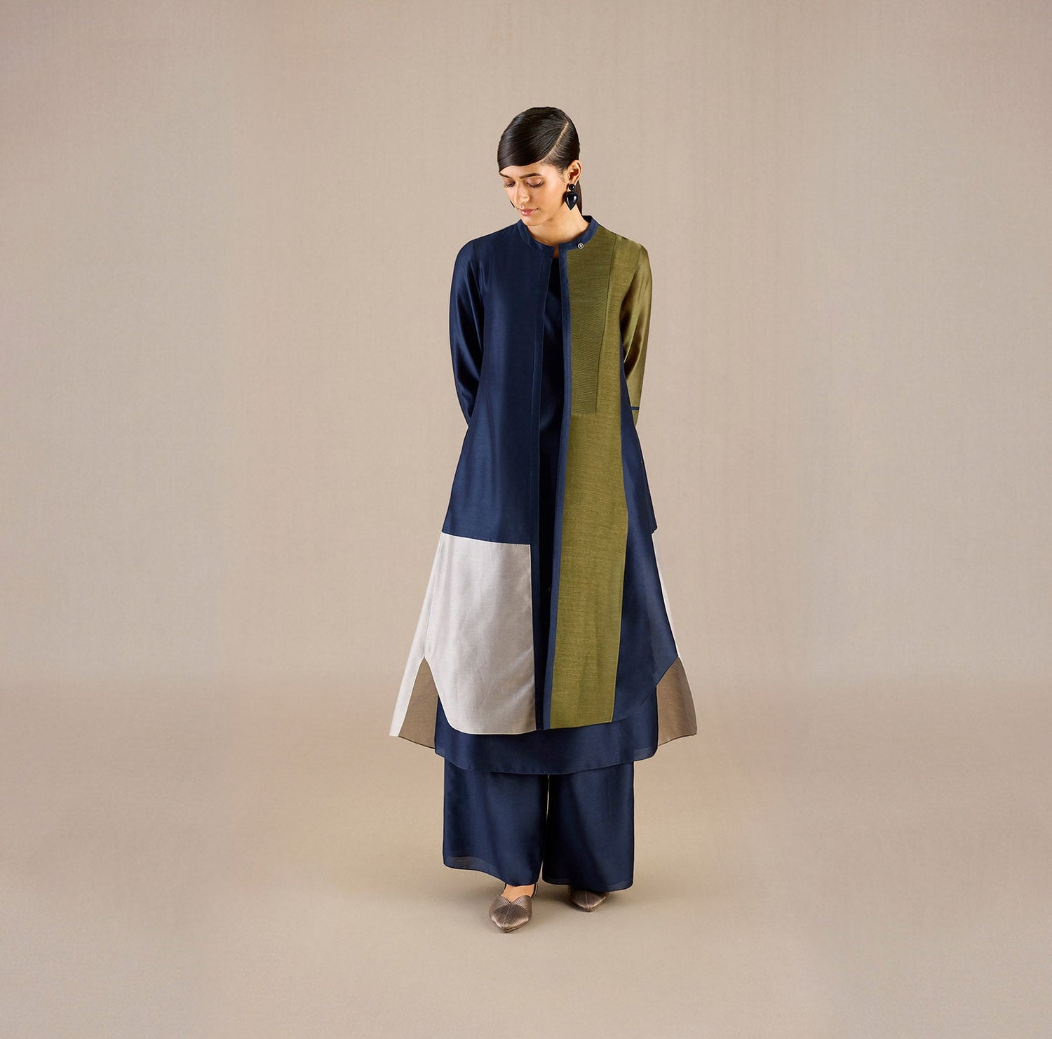 Chanderi Hiba Tunic Set – Blue