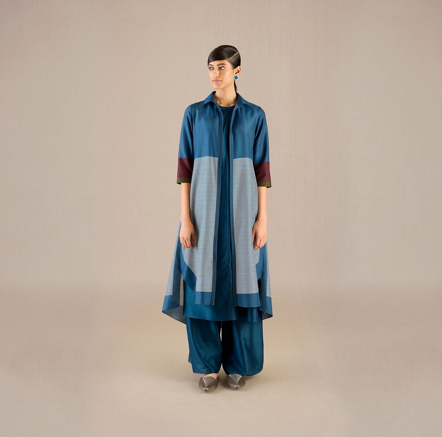 Chanderi Ilana Tunic Set – Blue