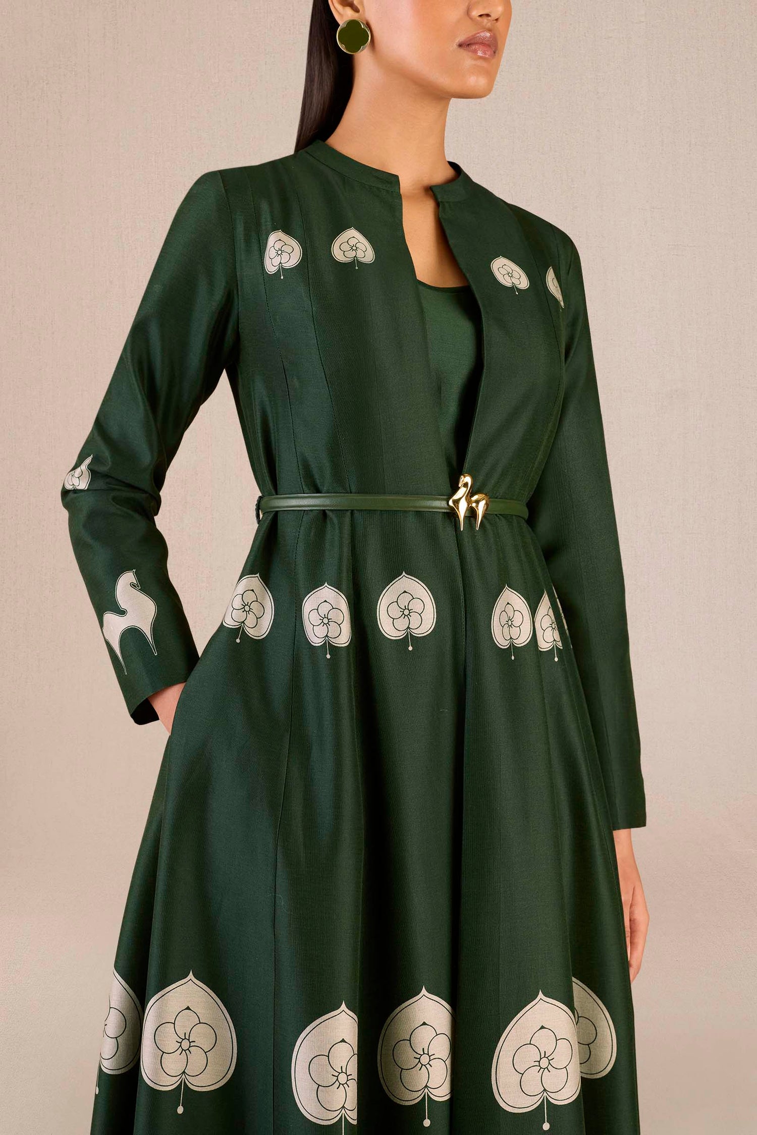 Chanderi Aresha Jacket Set – Green