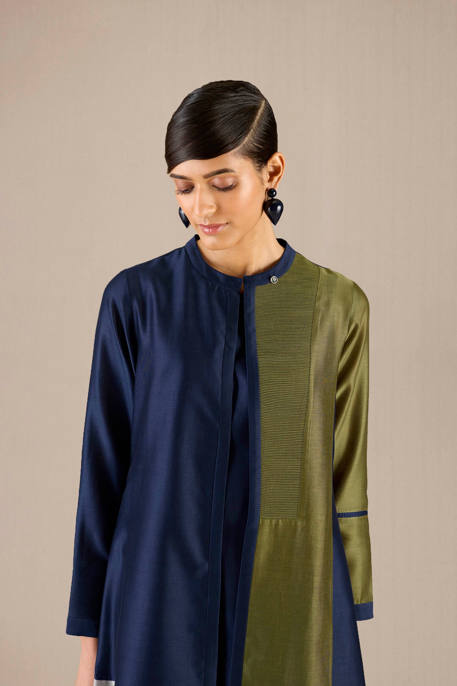 Chanderi Hiba Tunic Set – Blue
