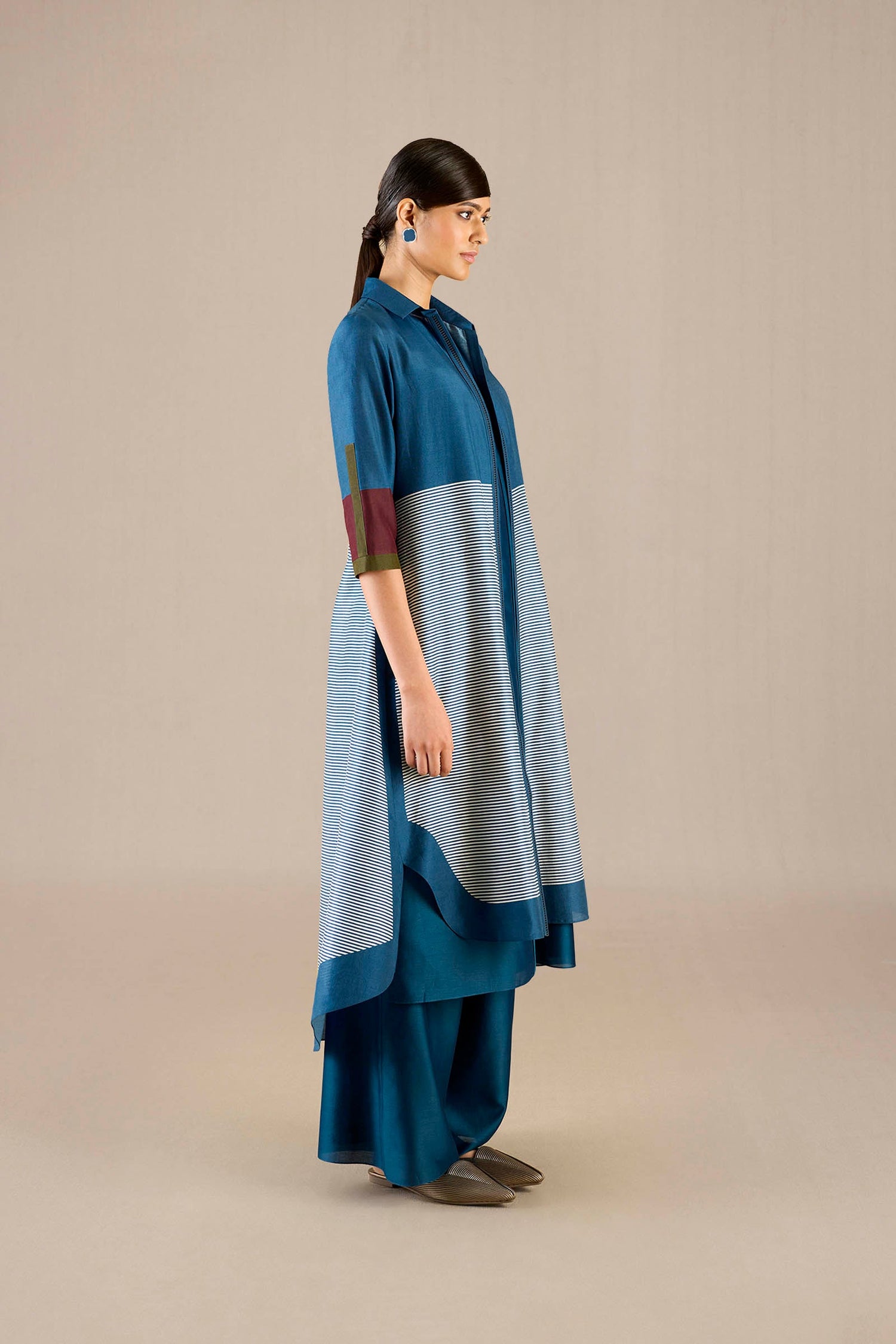 Chanderi Ilana Tunic Set – Blue