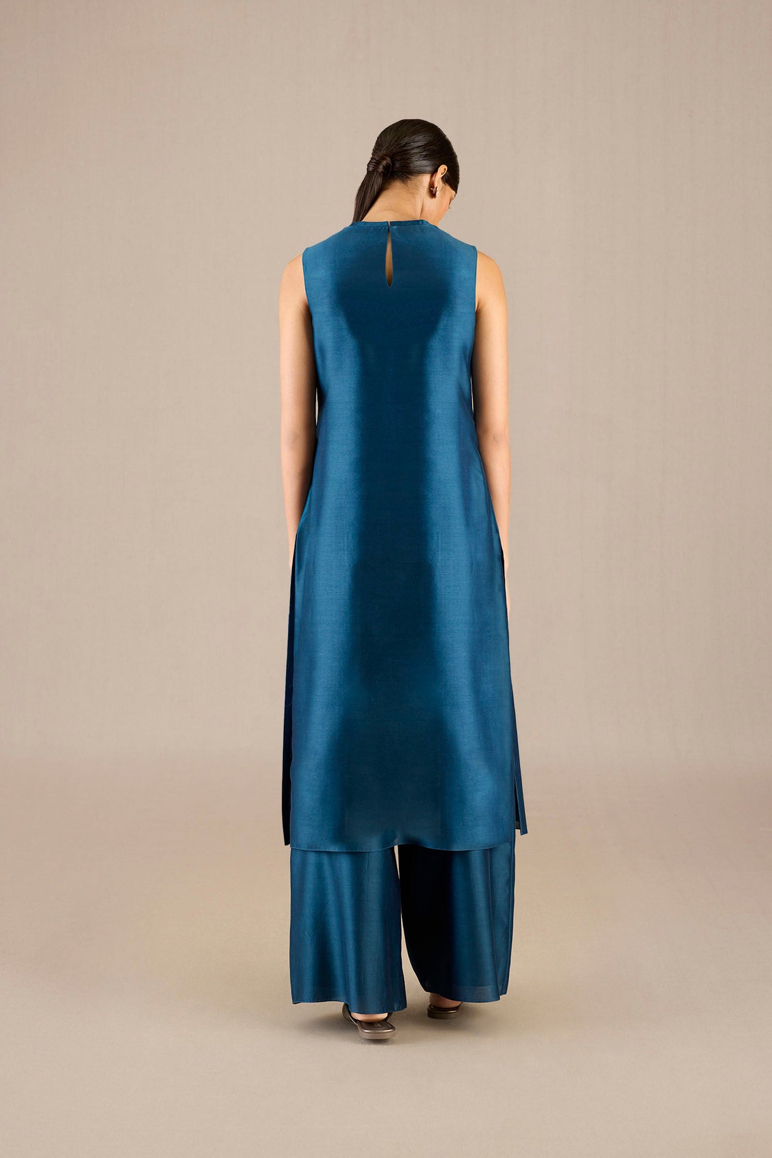Chanderi Ilana Tunic Set – Blue