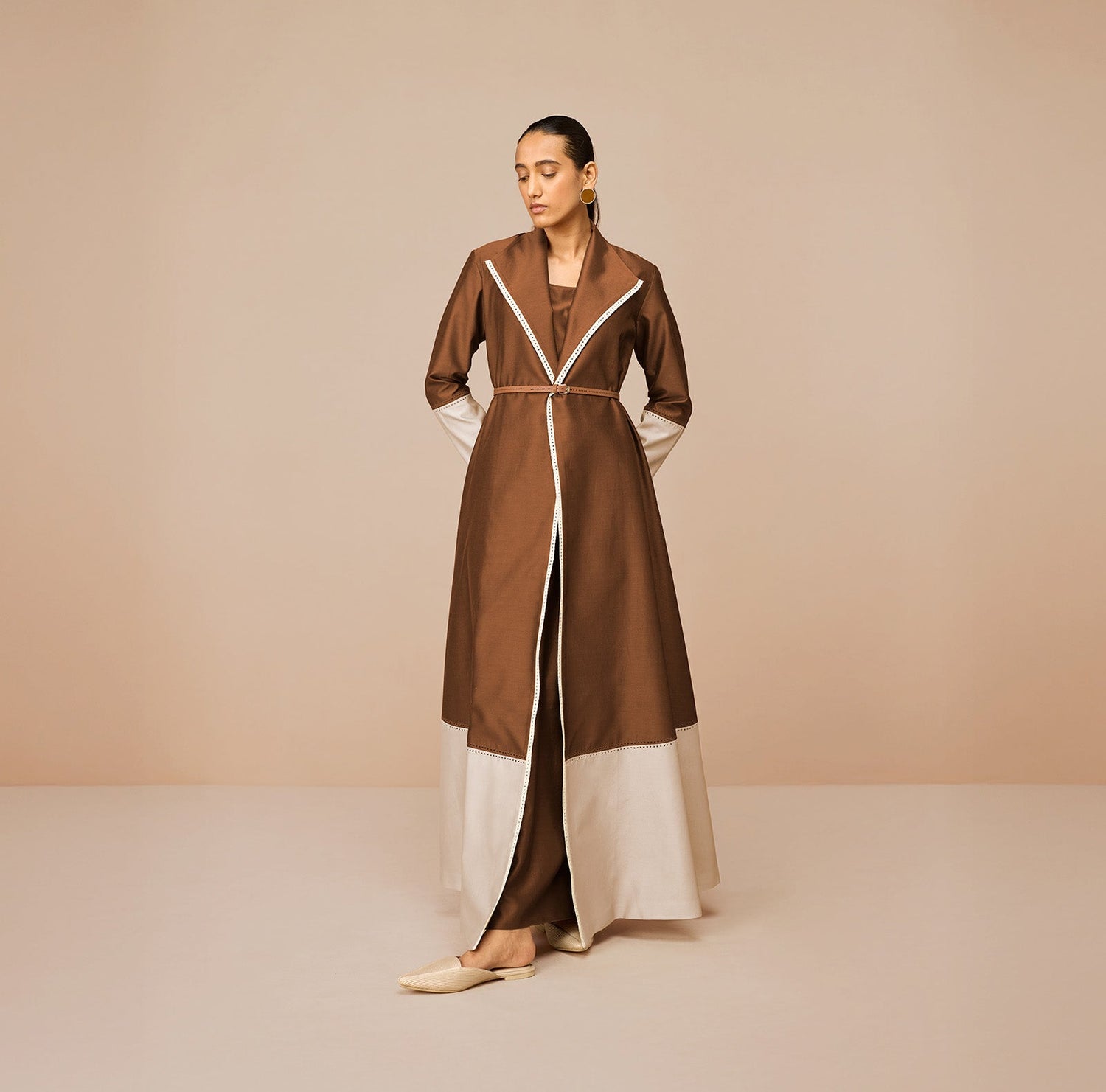 Chanderi Mirdea Jacket Set – Brown