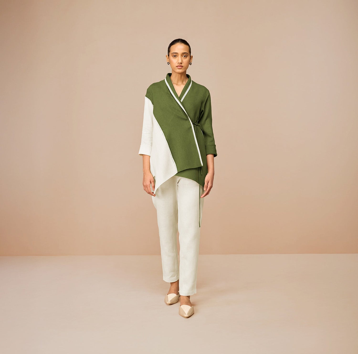 Linen Beia Shirt Set – Green