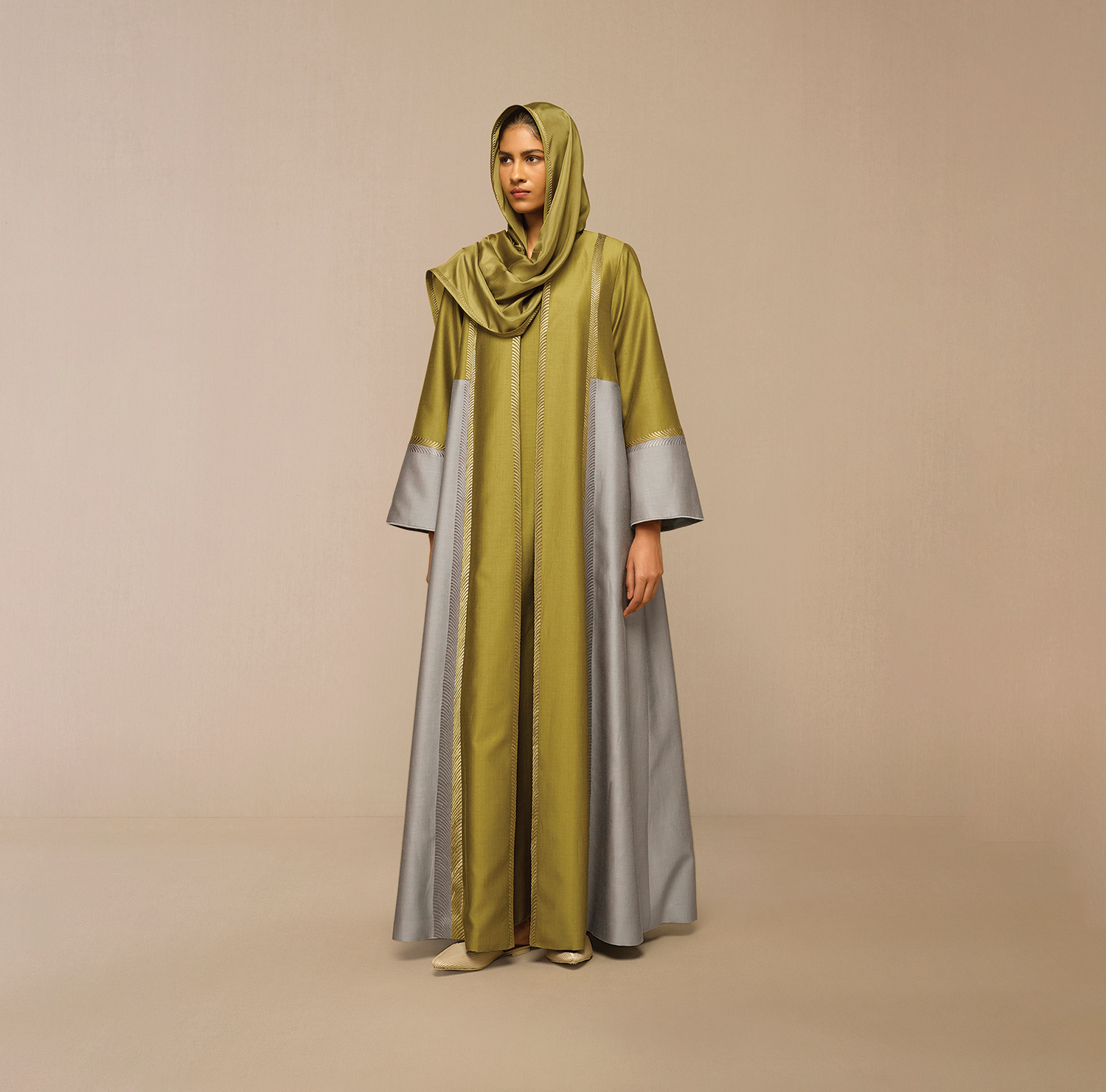 Chanderi Areeba Abaya Set – Green
