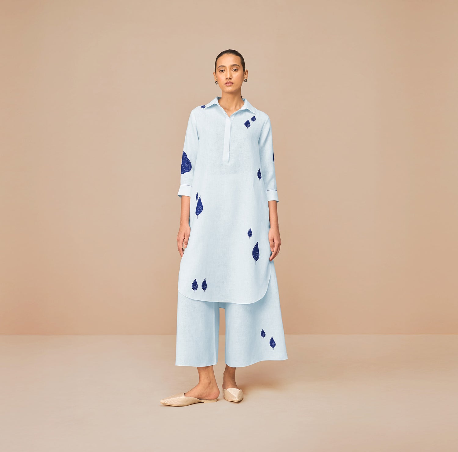 Chanderi Nevra Tunic Set – Blue