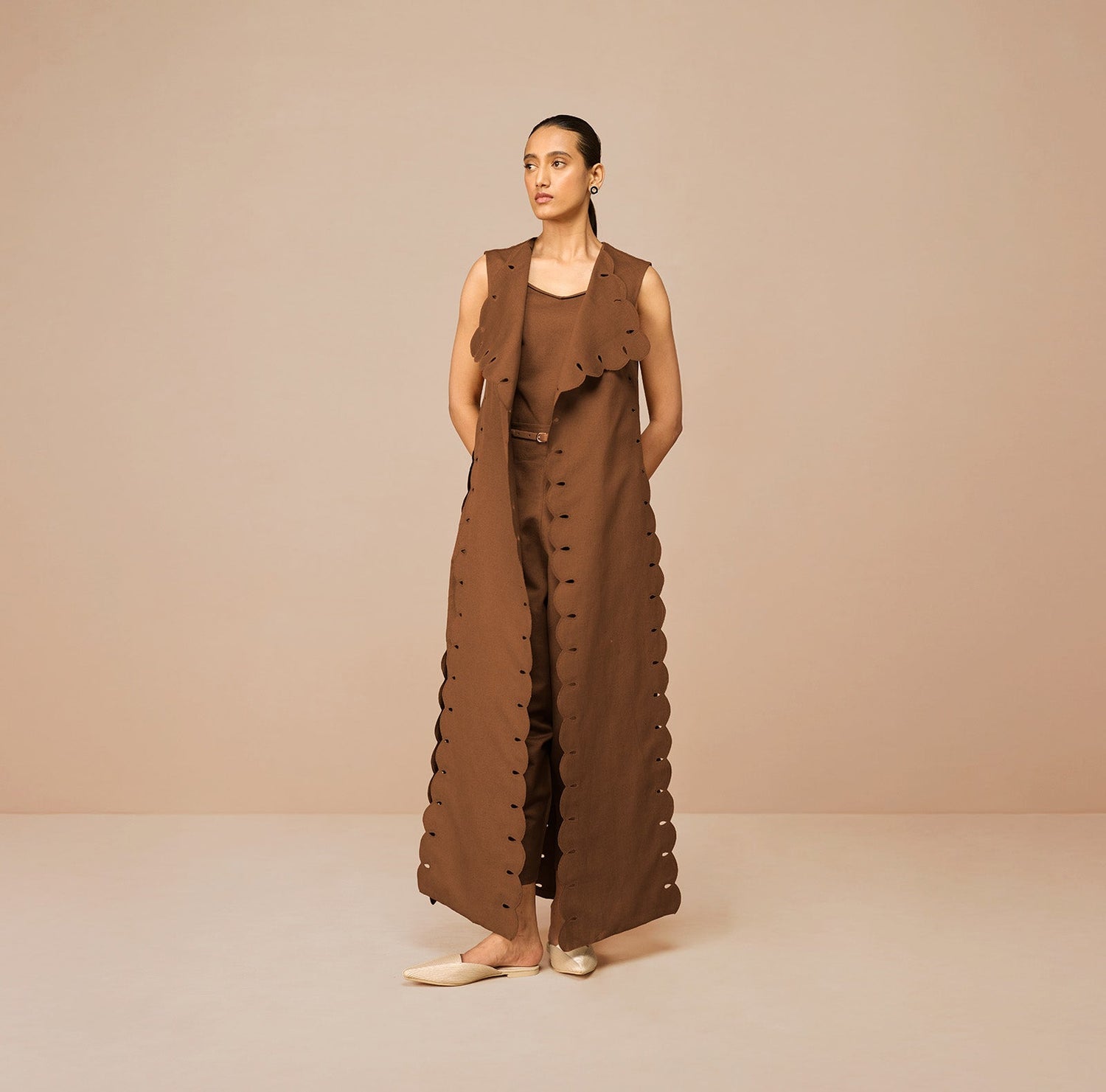 Linen Cleo Throw Set – Brown