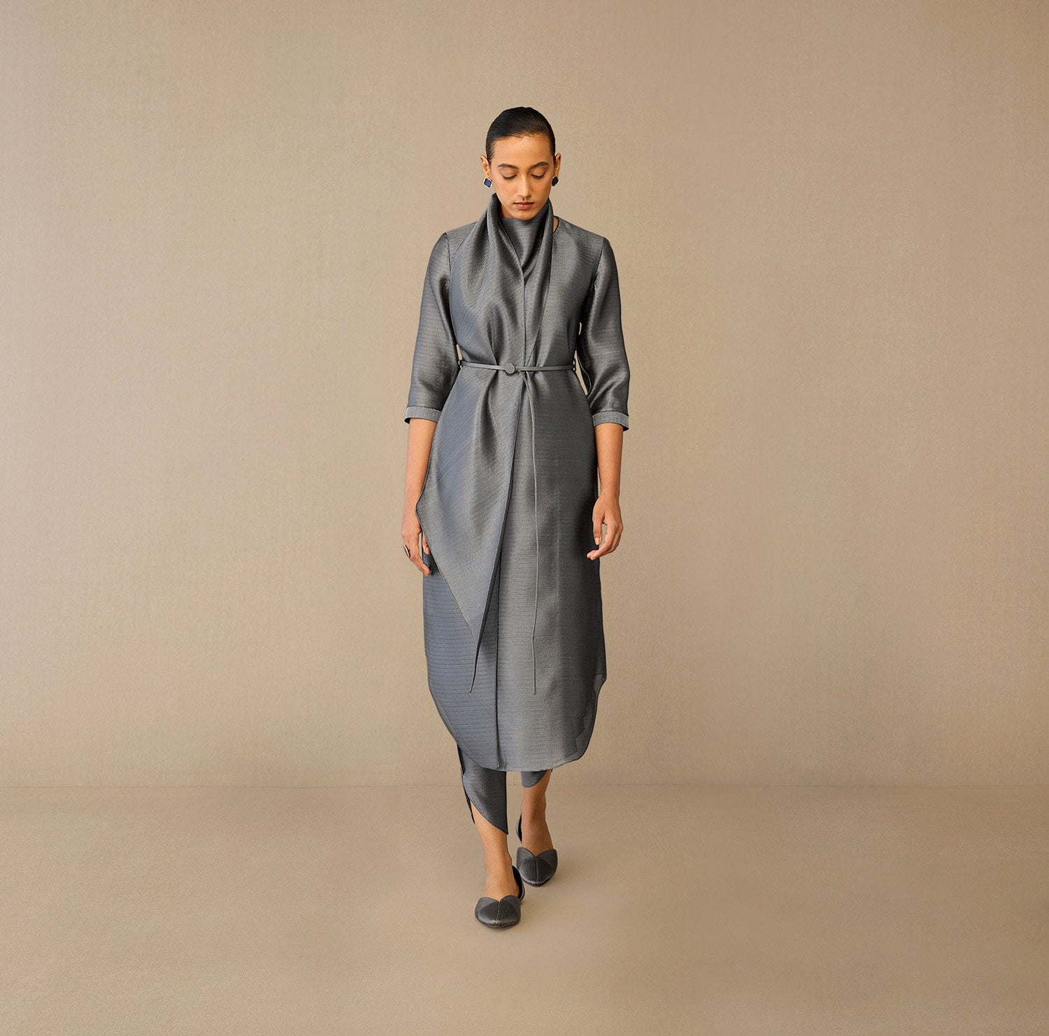Brocade Avaia Tunic Set – Grey