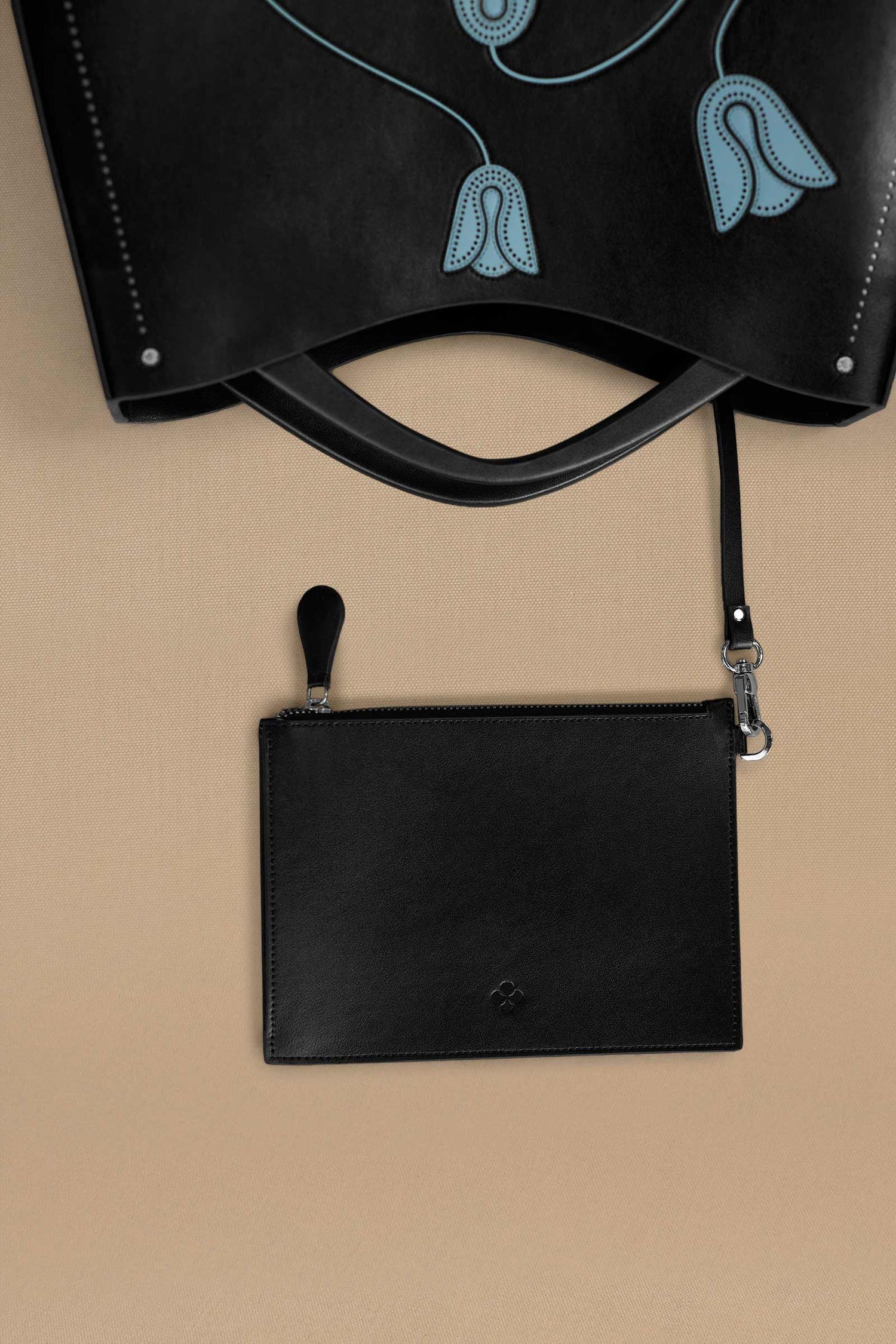 Faux Leather Mesina Tote Bag – Black