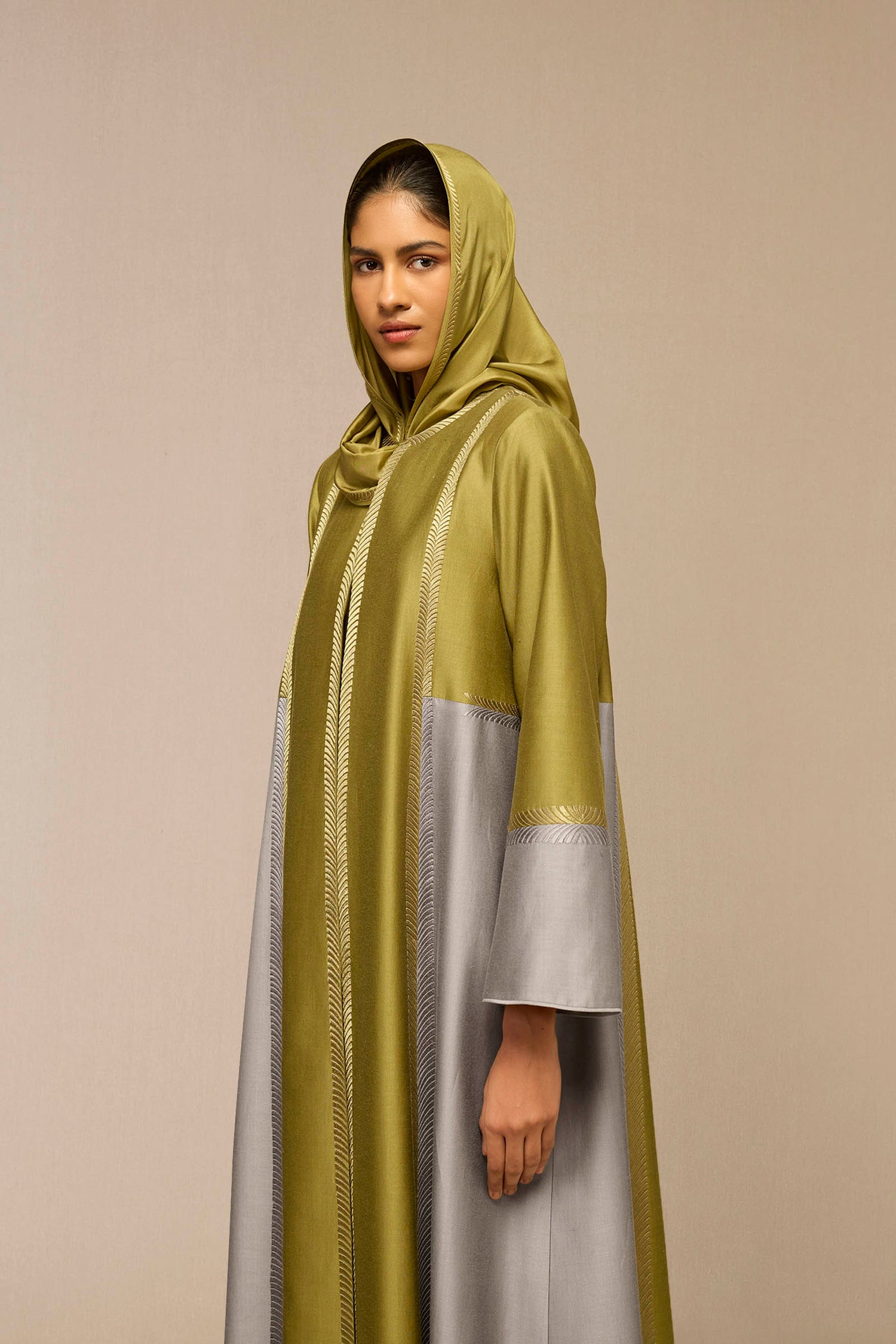 Chanderi Areeba Abaya Set – Green