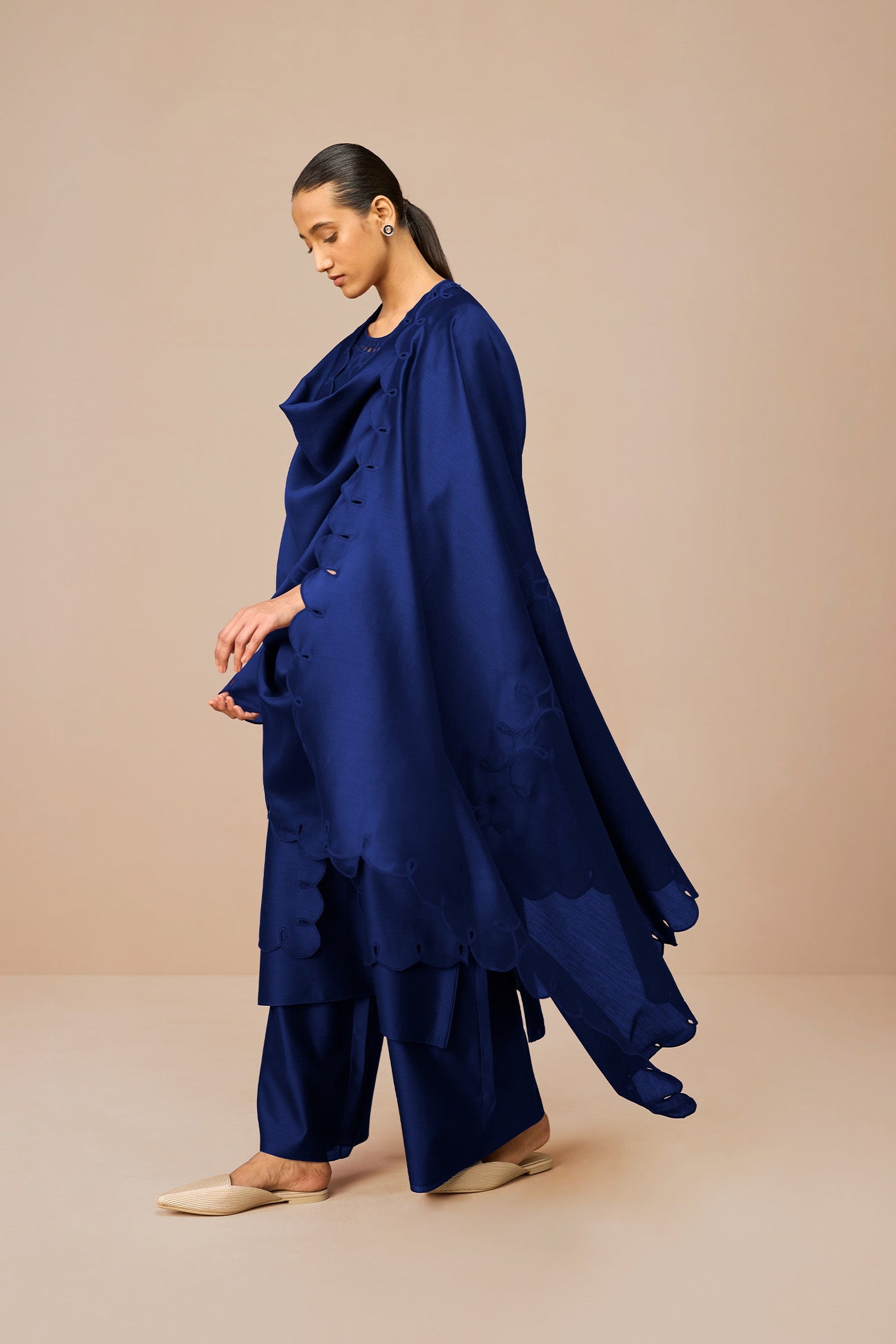 Chanderi Svara Kurta Set – Blue