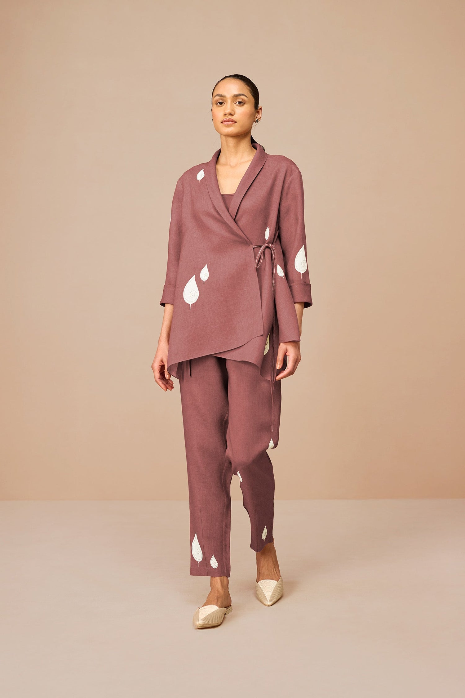 Linen Dahlia Shirt Set – Red