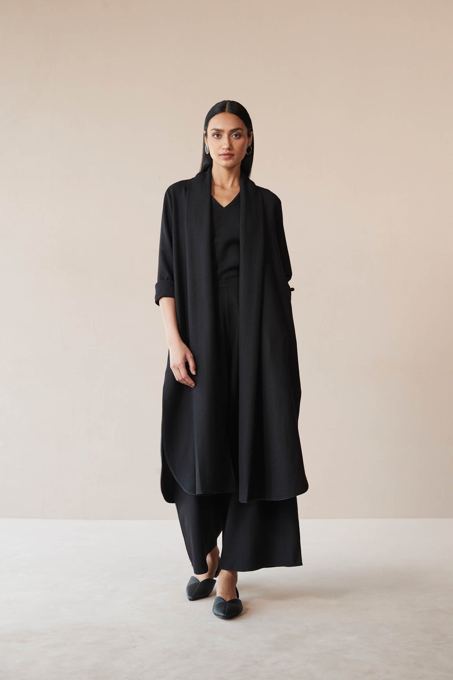 Wool Adele Throw Set – Black