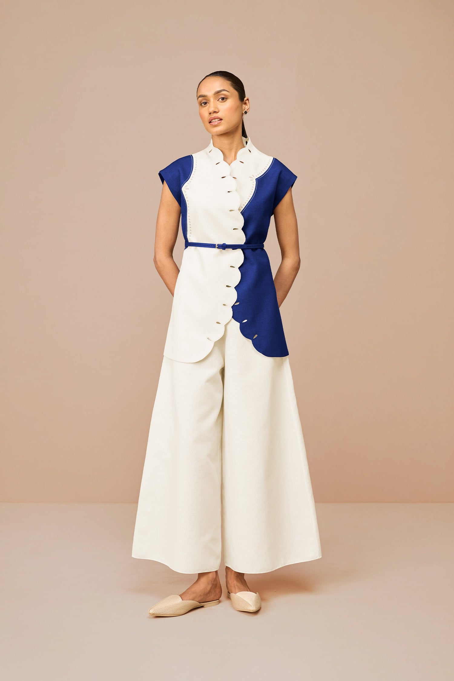 Linen Vivia Jacket Set – Blue