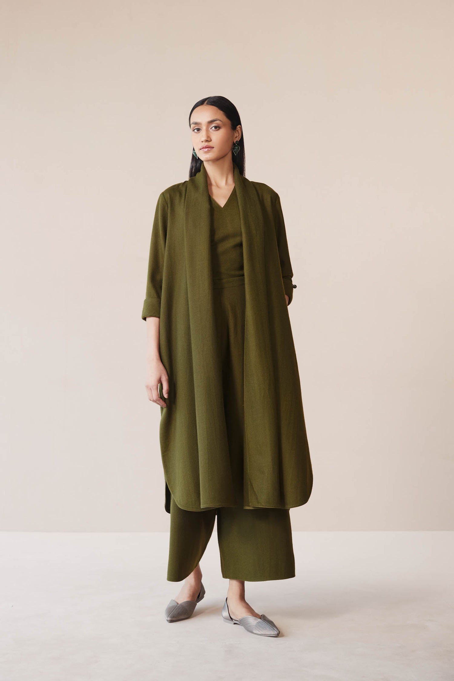 Wool Adele Throw Set – Green