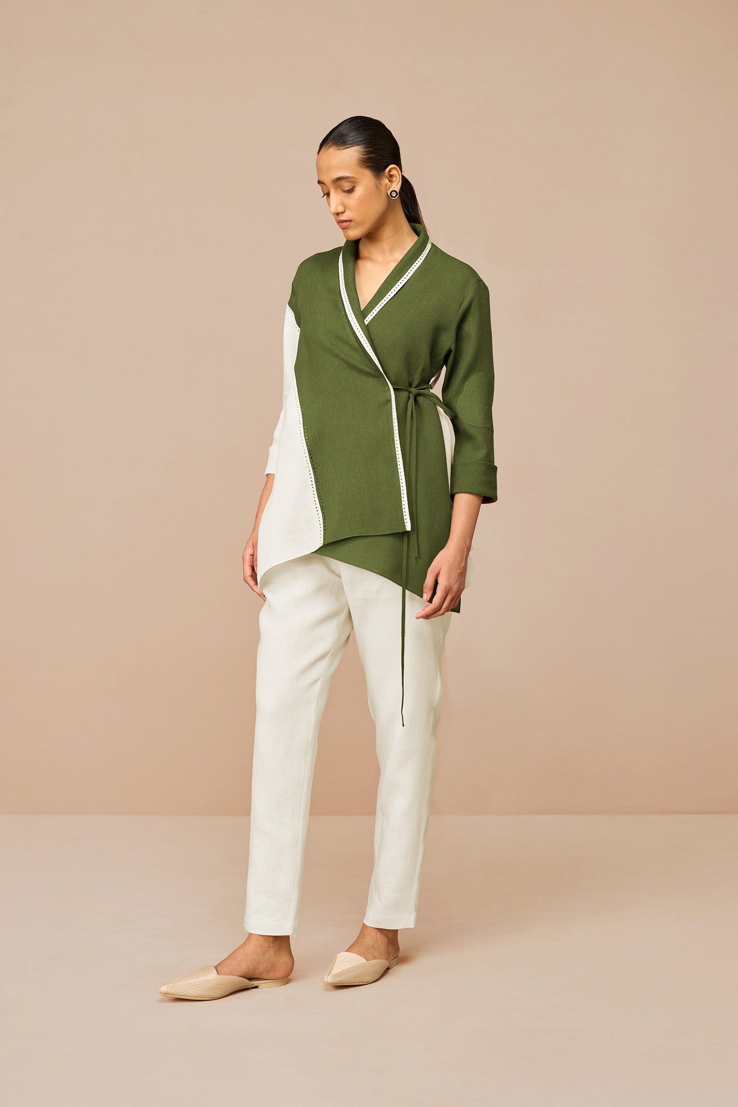 Linen Beia Shirt Set – Green