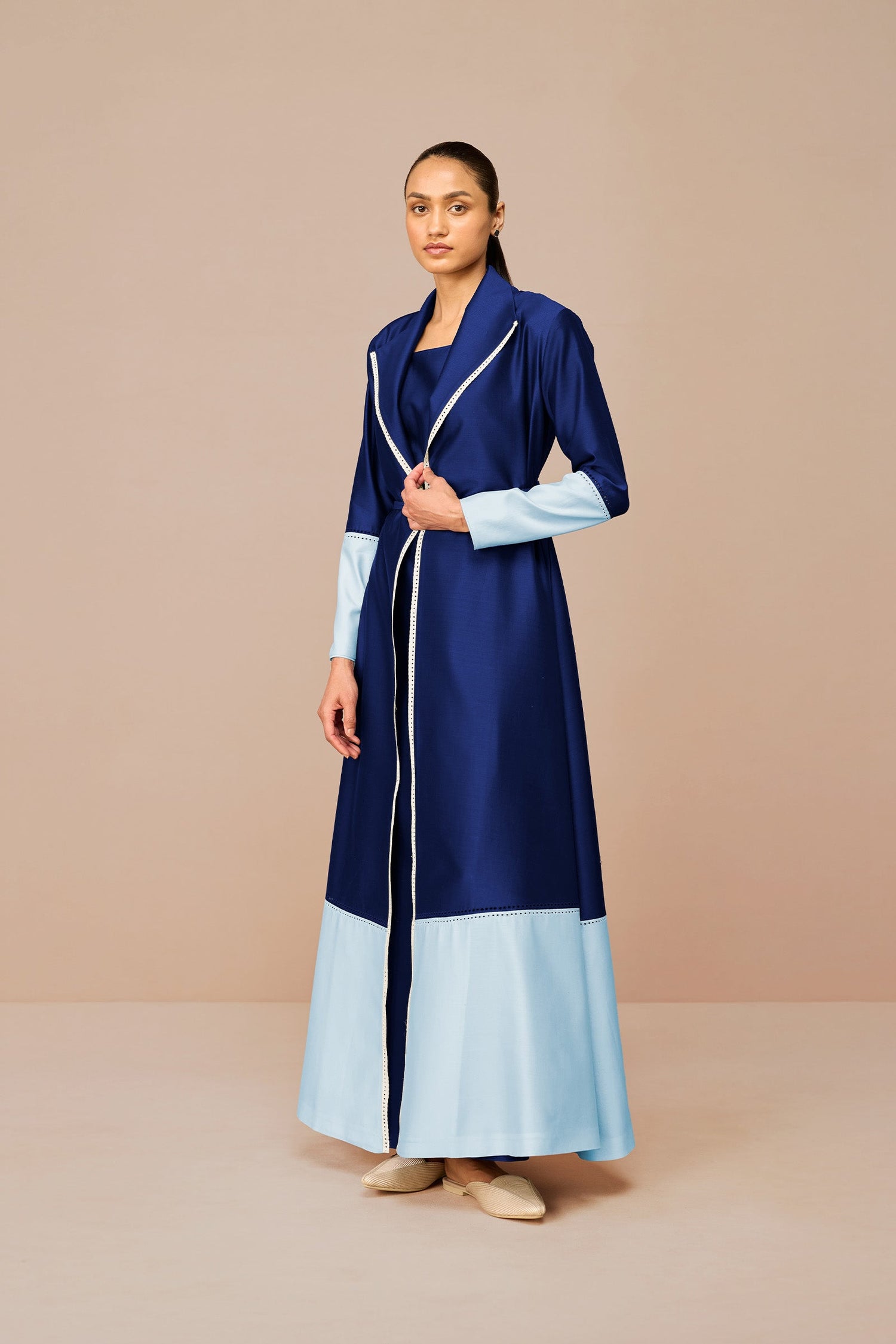 Chanderi Mirdea Jacket Set – Blue