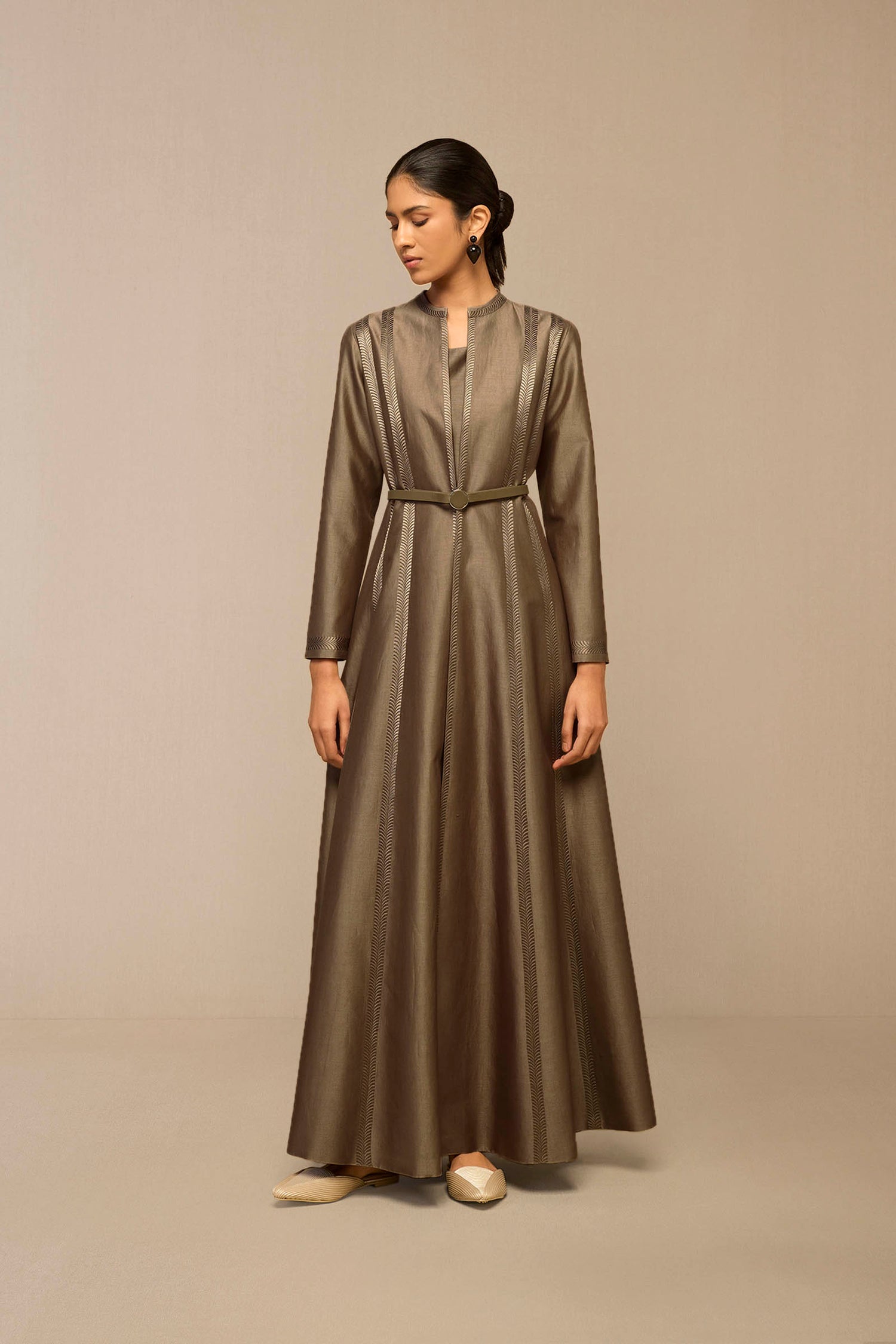 Chanderi Rubab Abaya Set – Grey
