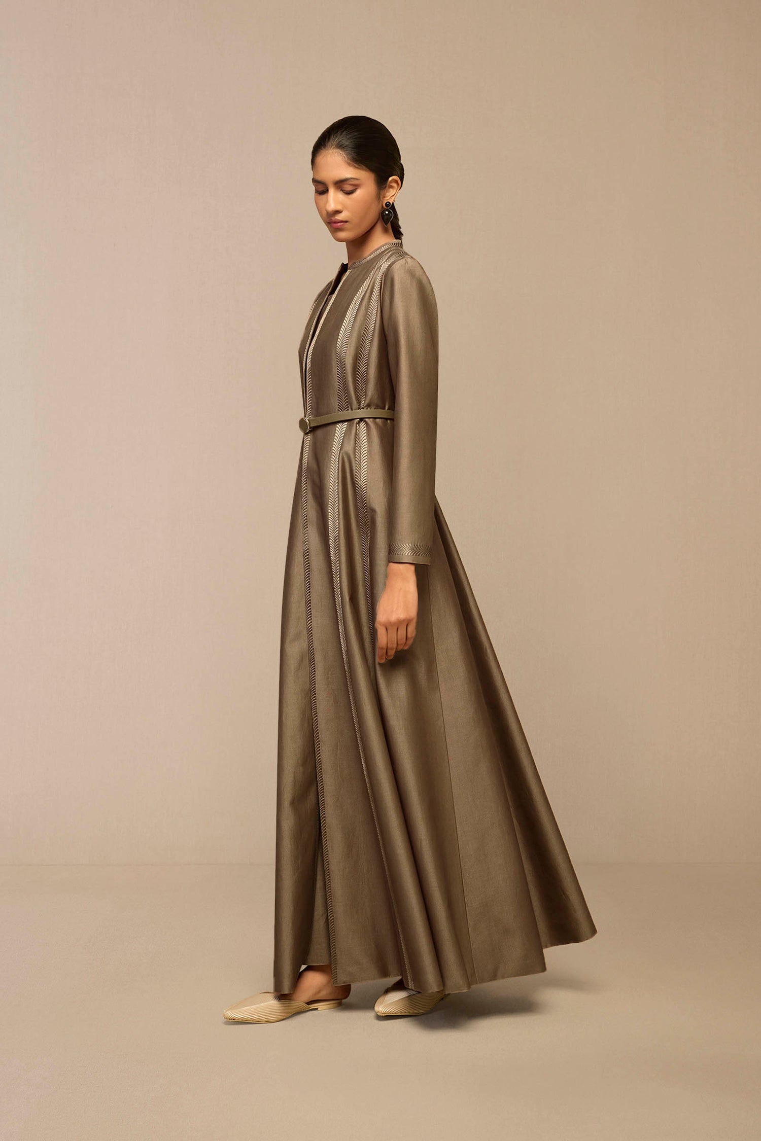 Chanderi Rubab Abaya Set – Grey