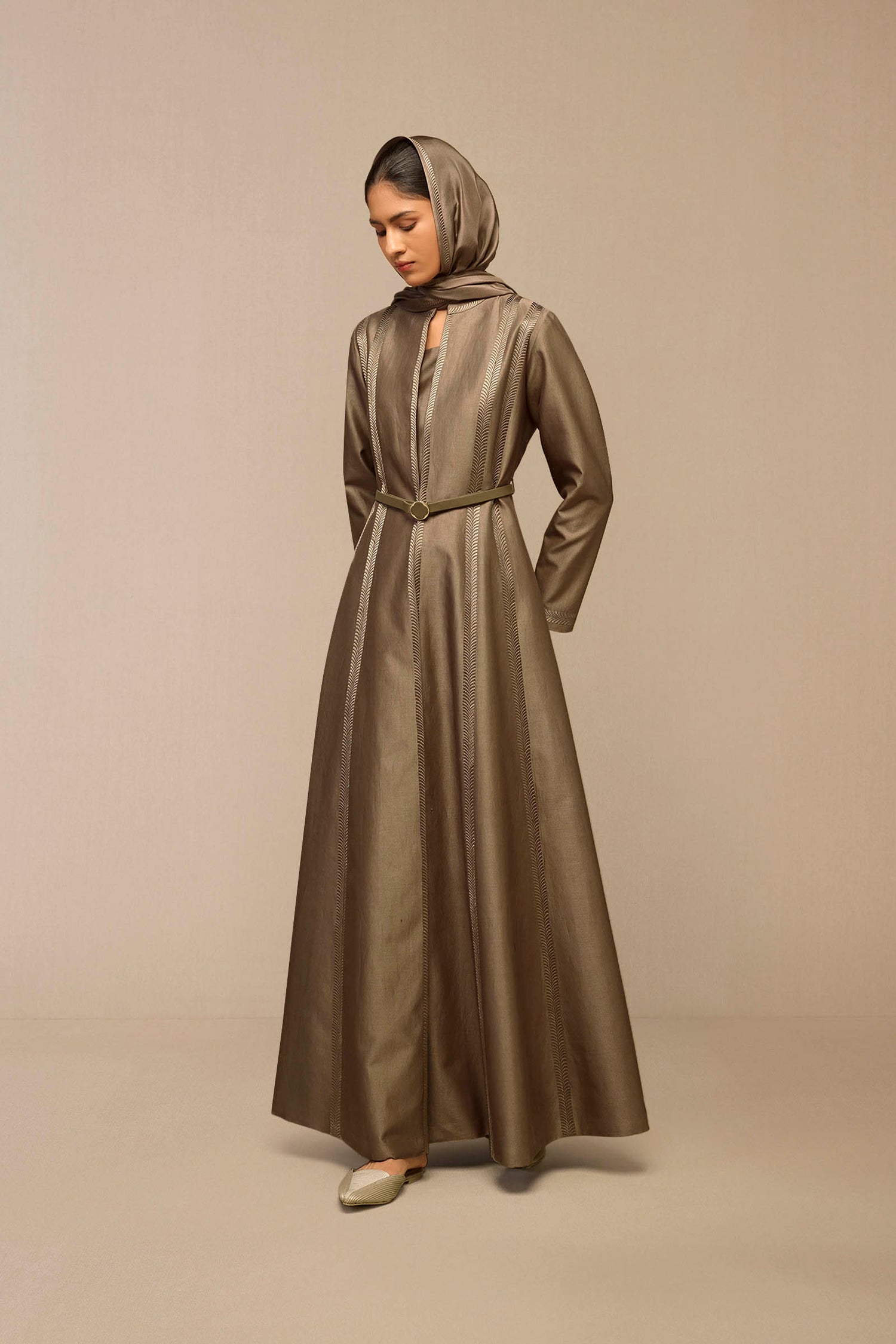 Chanderi Rubab Abaya Set – Grey