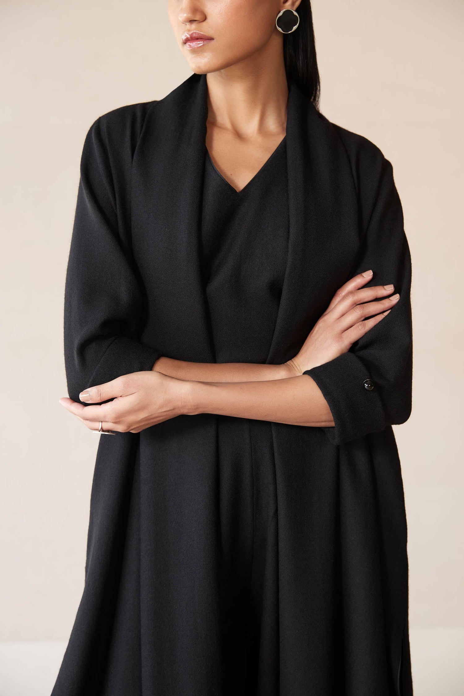 Wool Adele Throw Set – Black