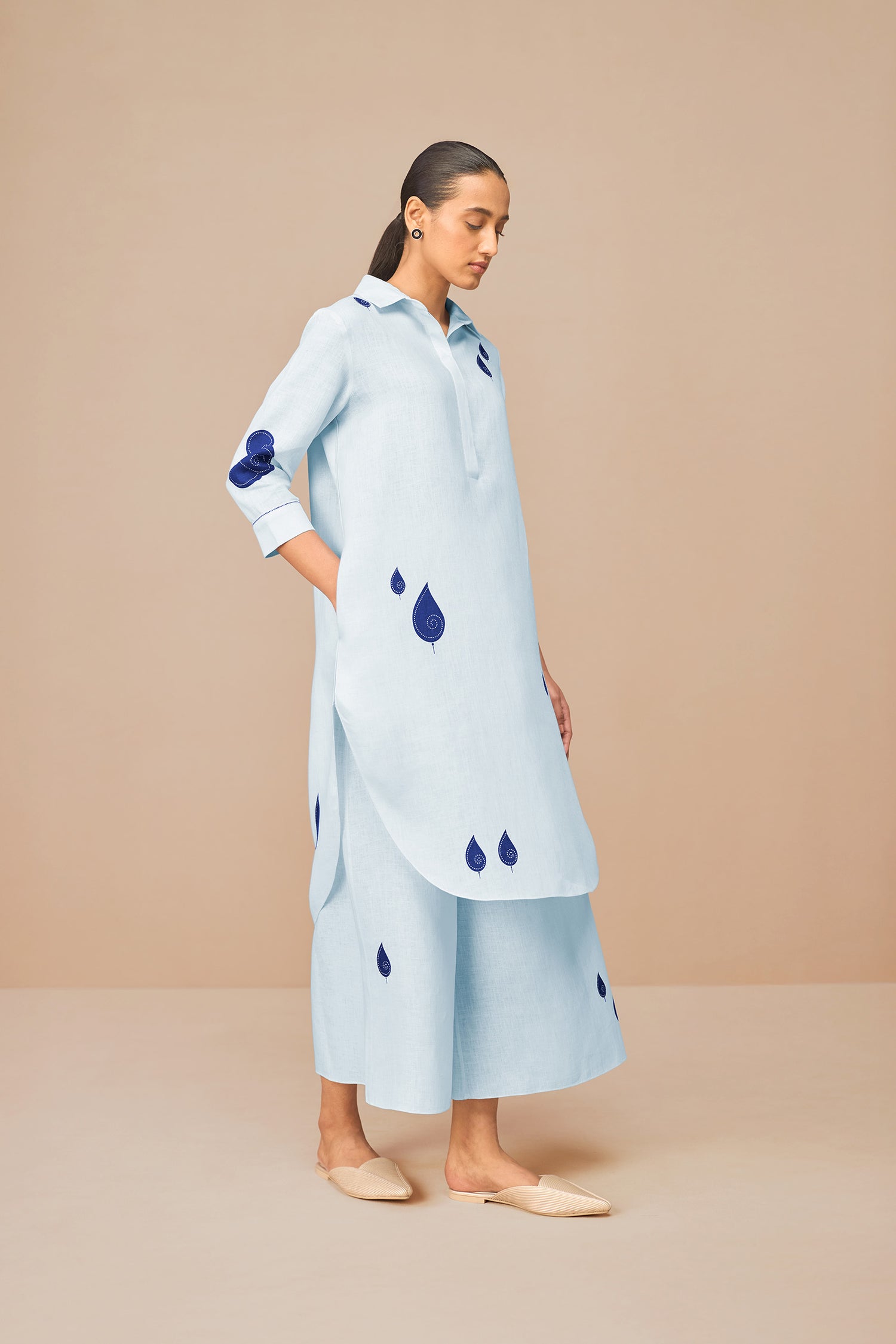 Chanderi Nevra Tunic Set – Blue
