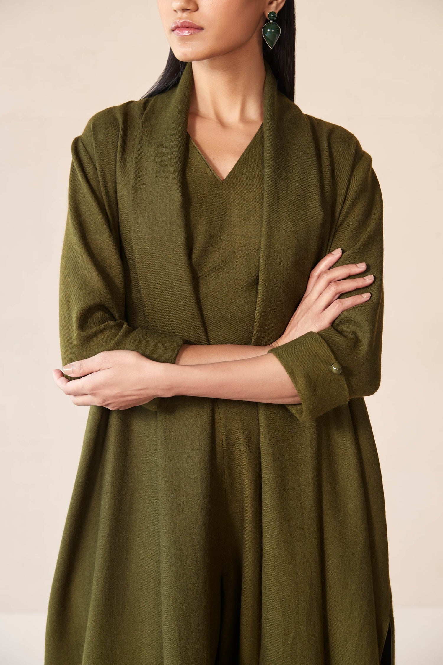 Wool Adele Throw Set – Green