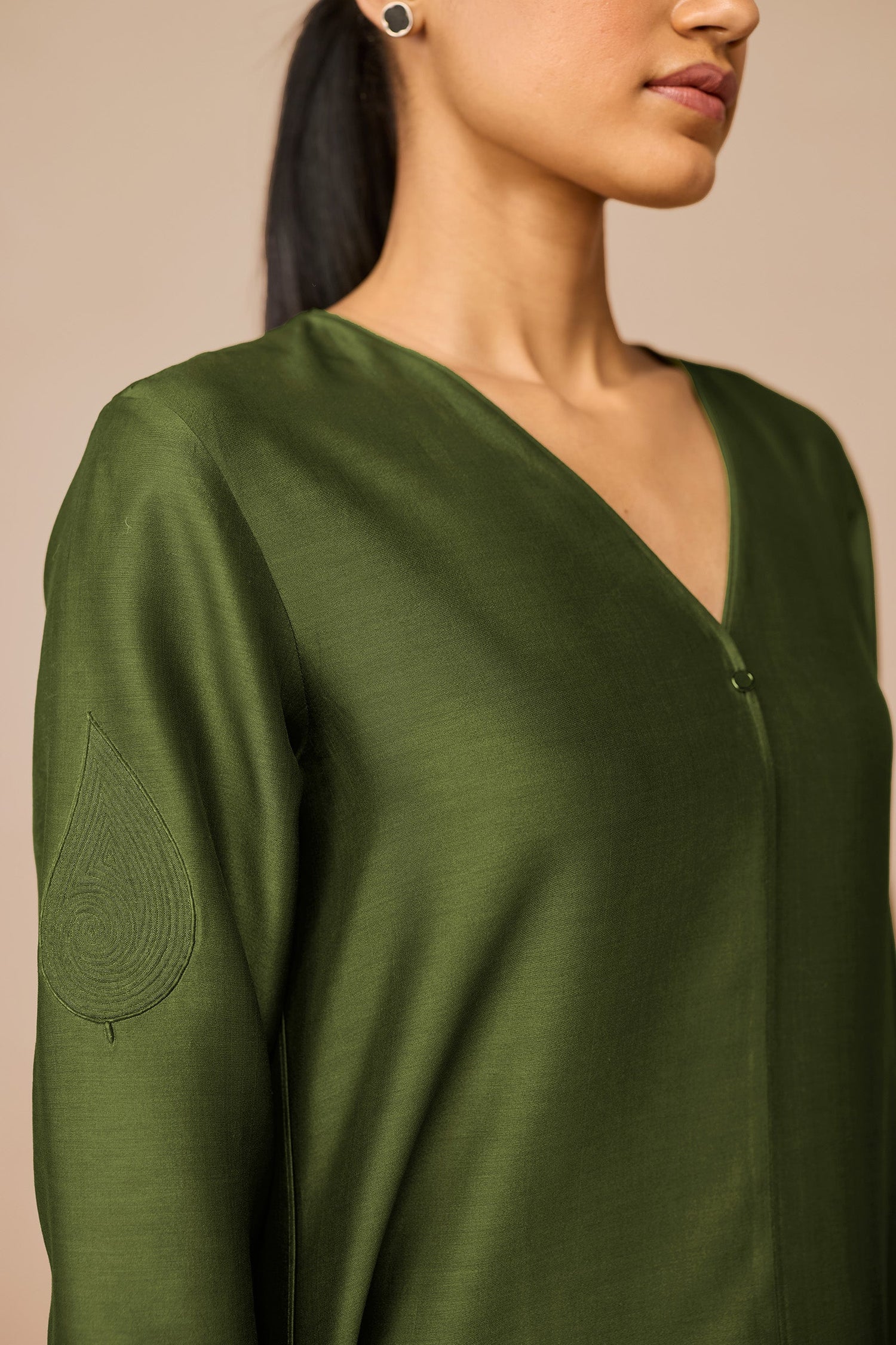 Chanderi Tasia Kurta Set – Green