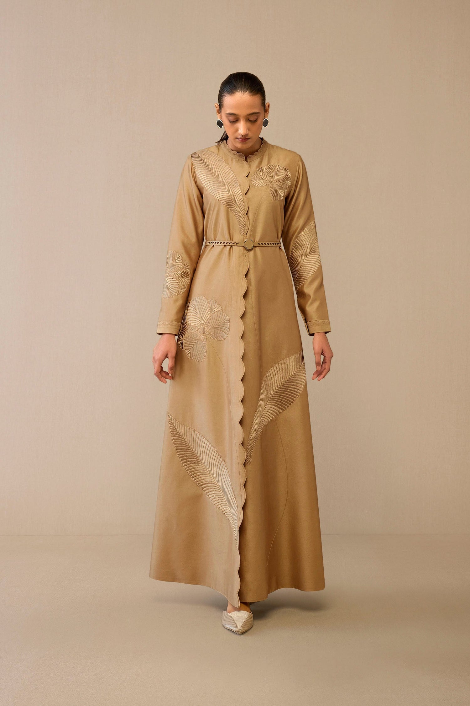 Chanderi Gul Abaya – Beige