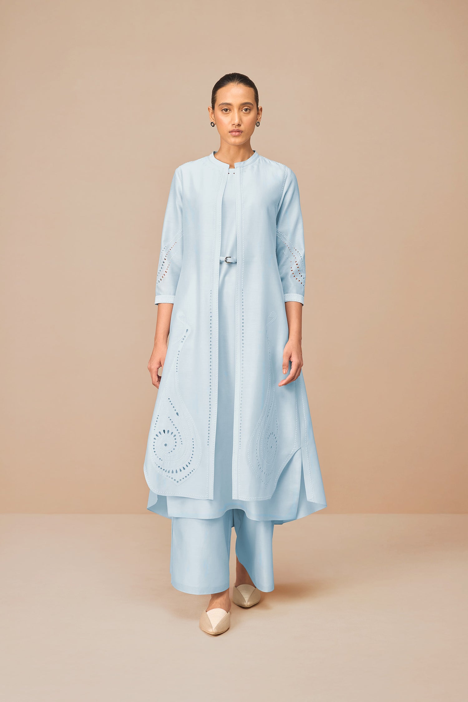 Chanderi Anais Jacket Set – Blue