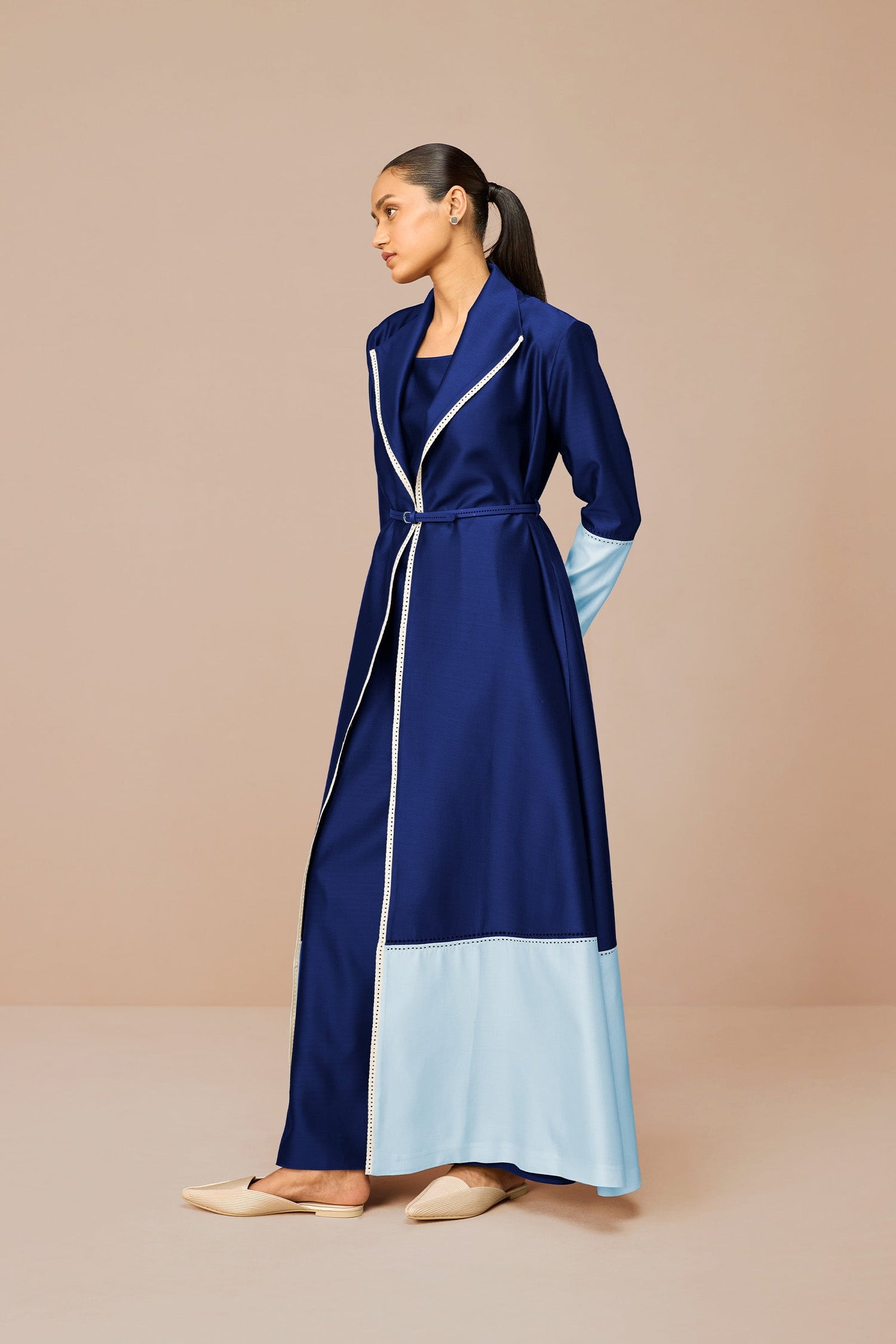 Chanderi Mirdea Jacket Set – Blue