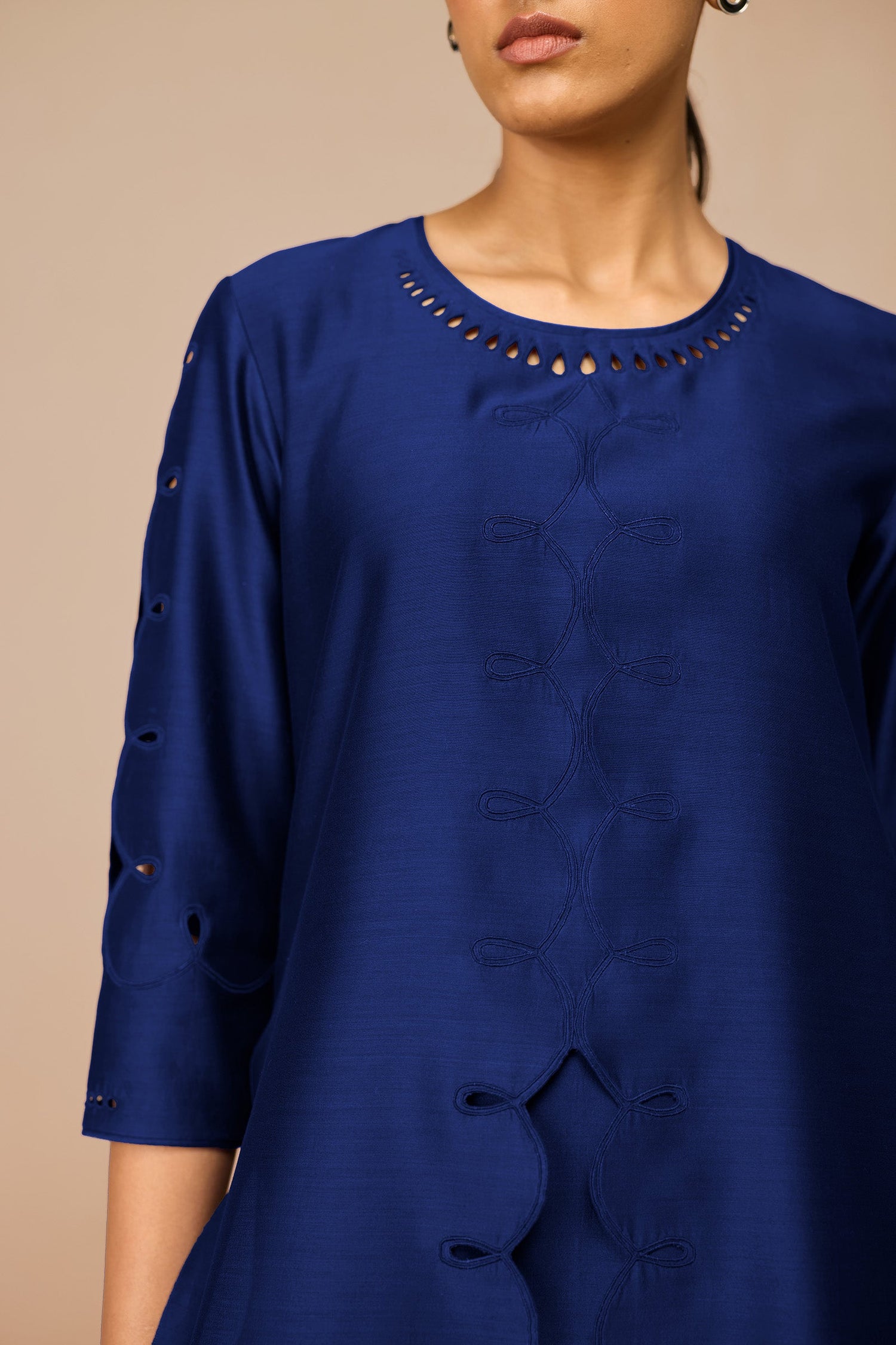 Chanderi Svara Kurta Set – Blue
