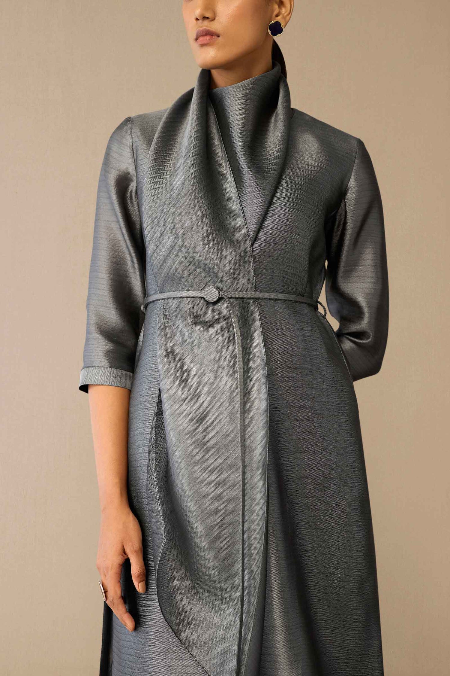Brocade Avaia Tunic Set – Grey