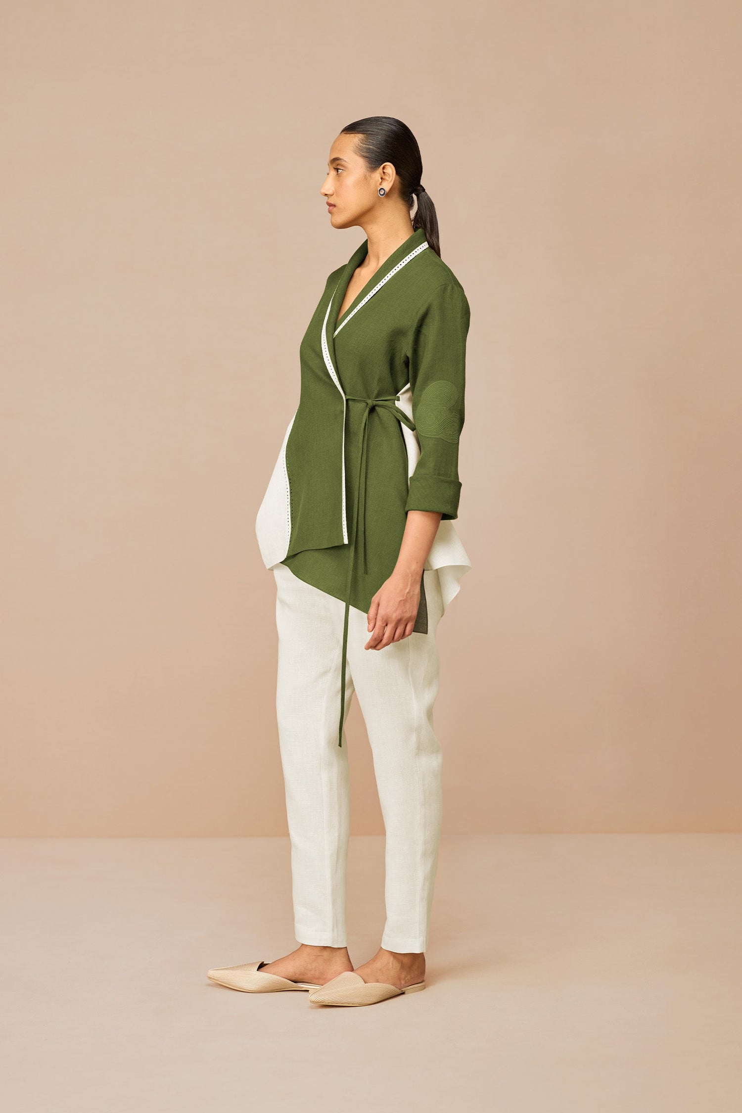 Linen Beia Shirt Set – Green