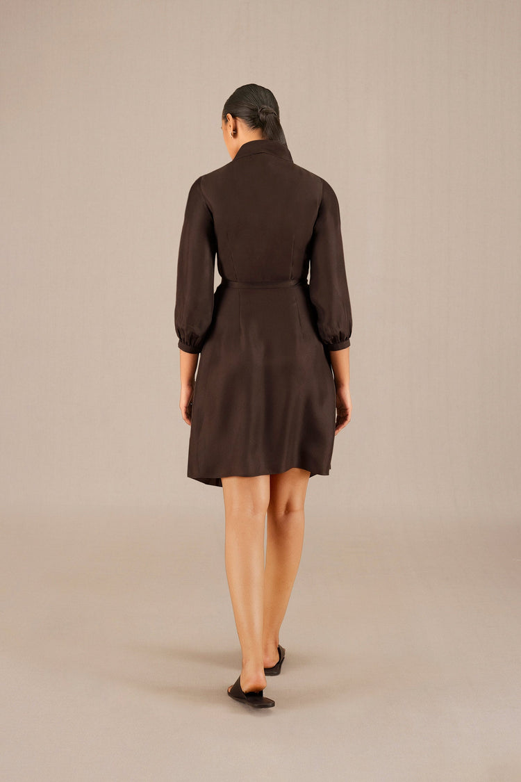 Neesa Short Dress - Dark Brown