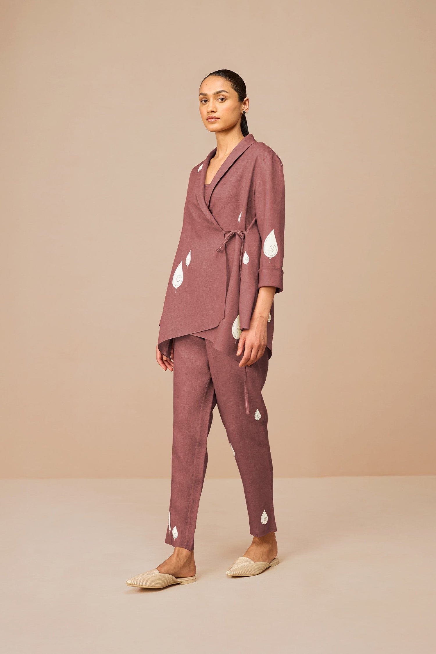 Linen Dahlia Shirt Set – Red