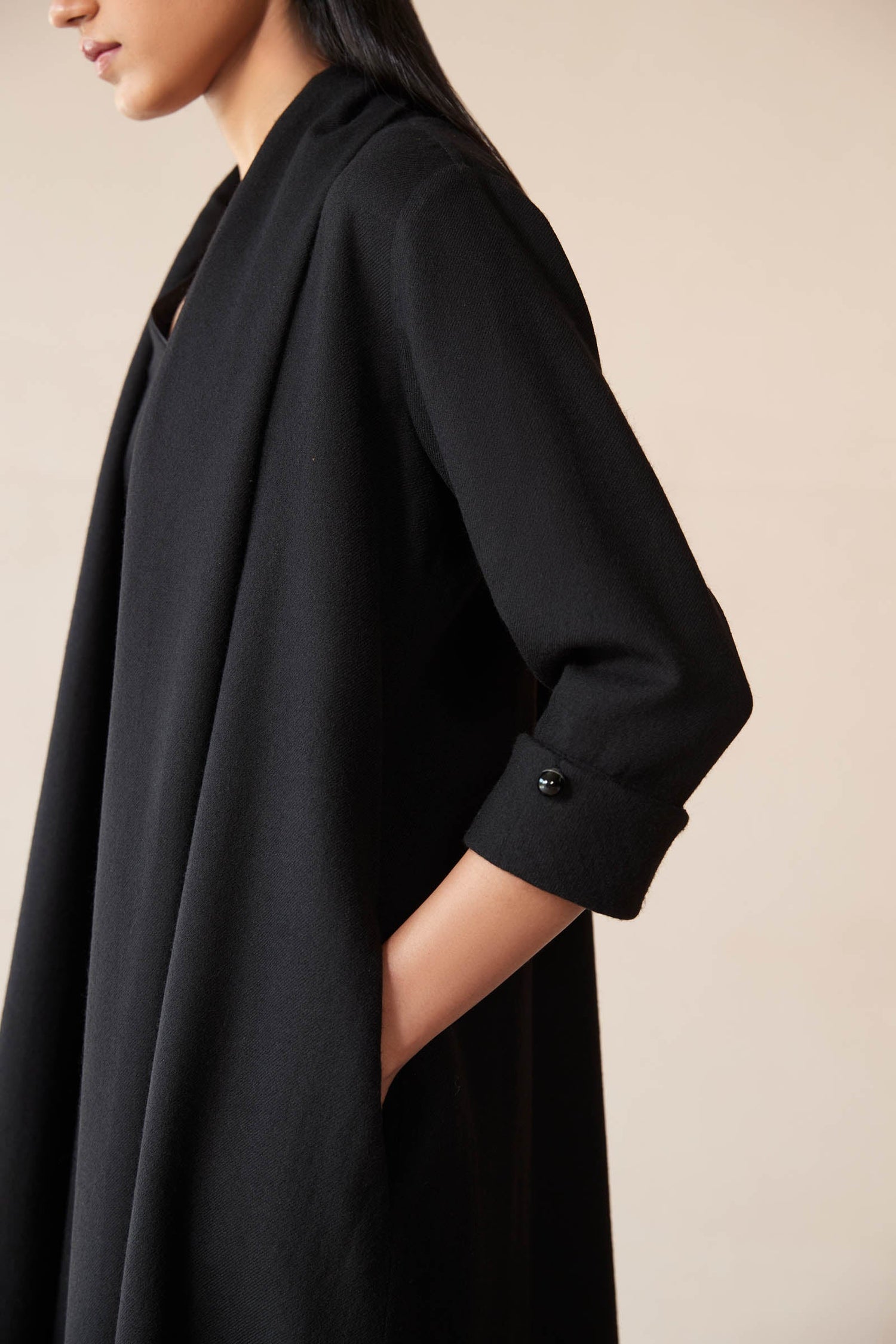 Wool Adele Throw Set – Black