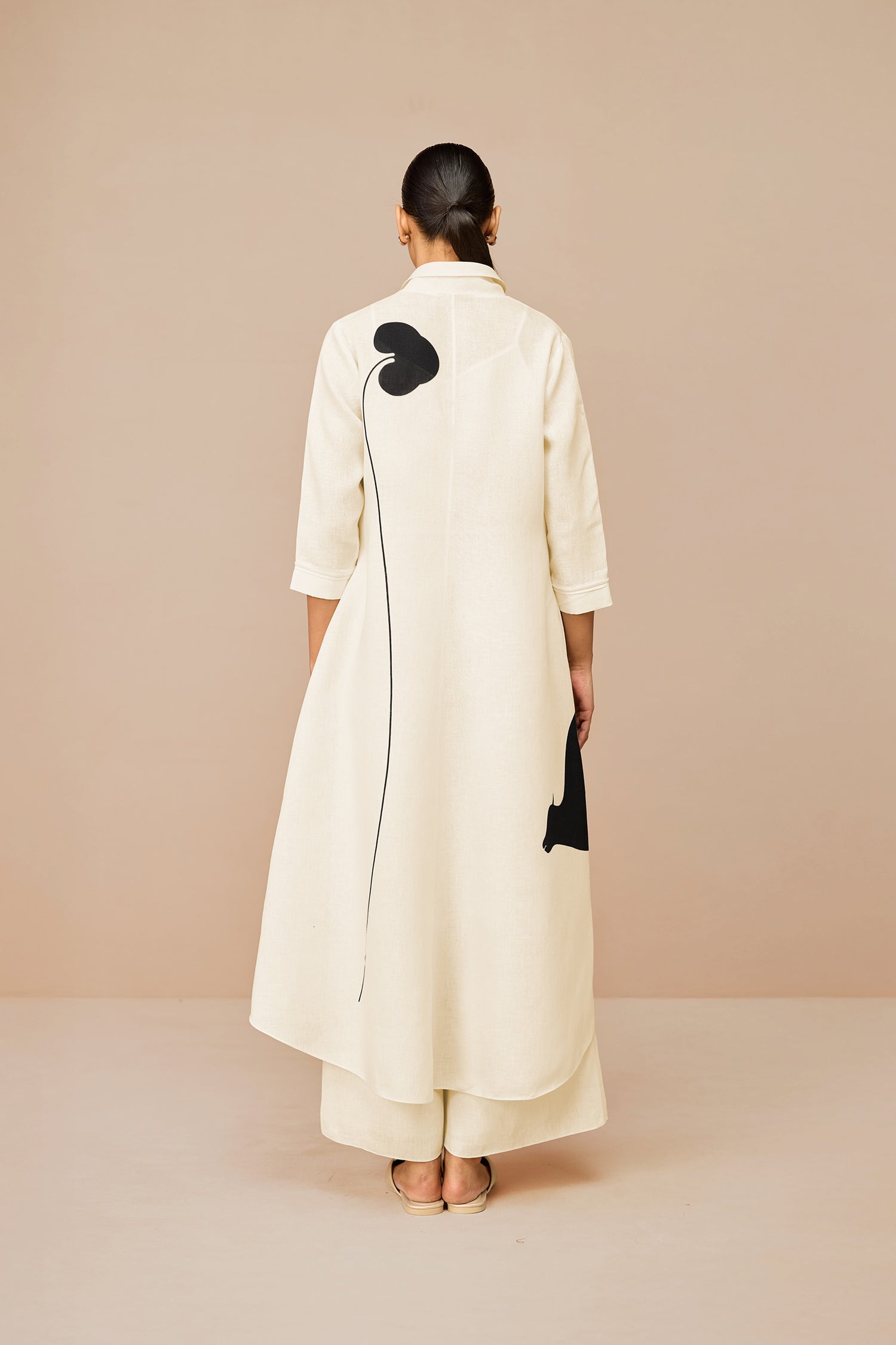 Linen Dilnawaz Jacket Set – Ivory