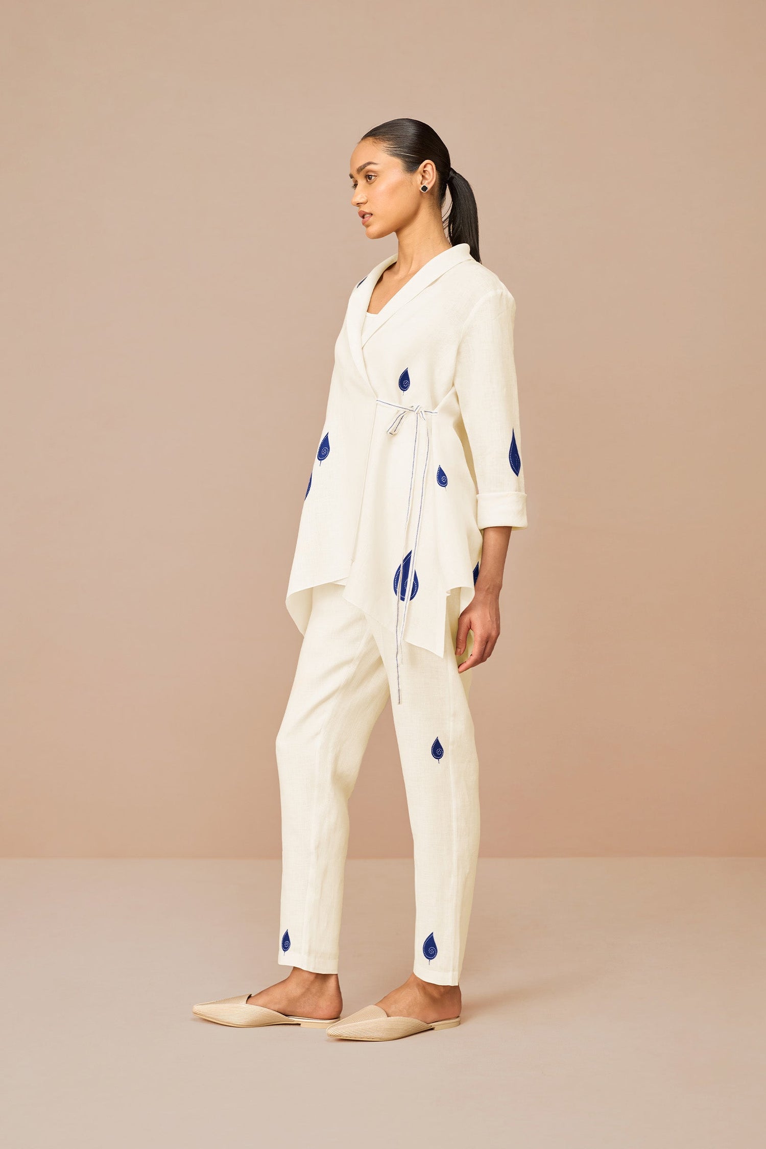 Linen Dahlia Shirt Set – Ivory