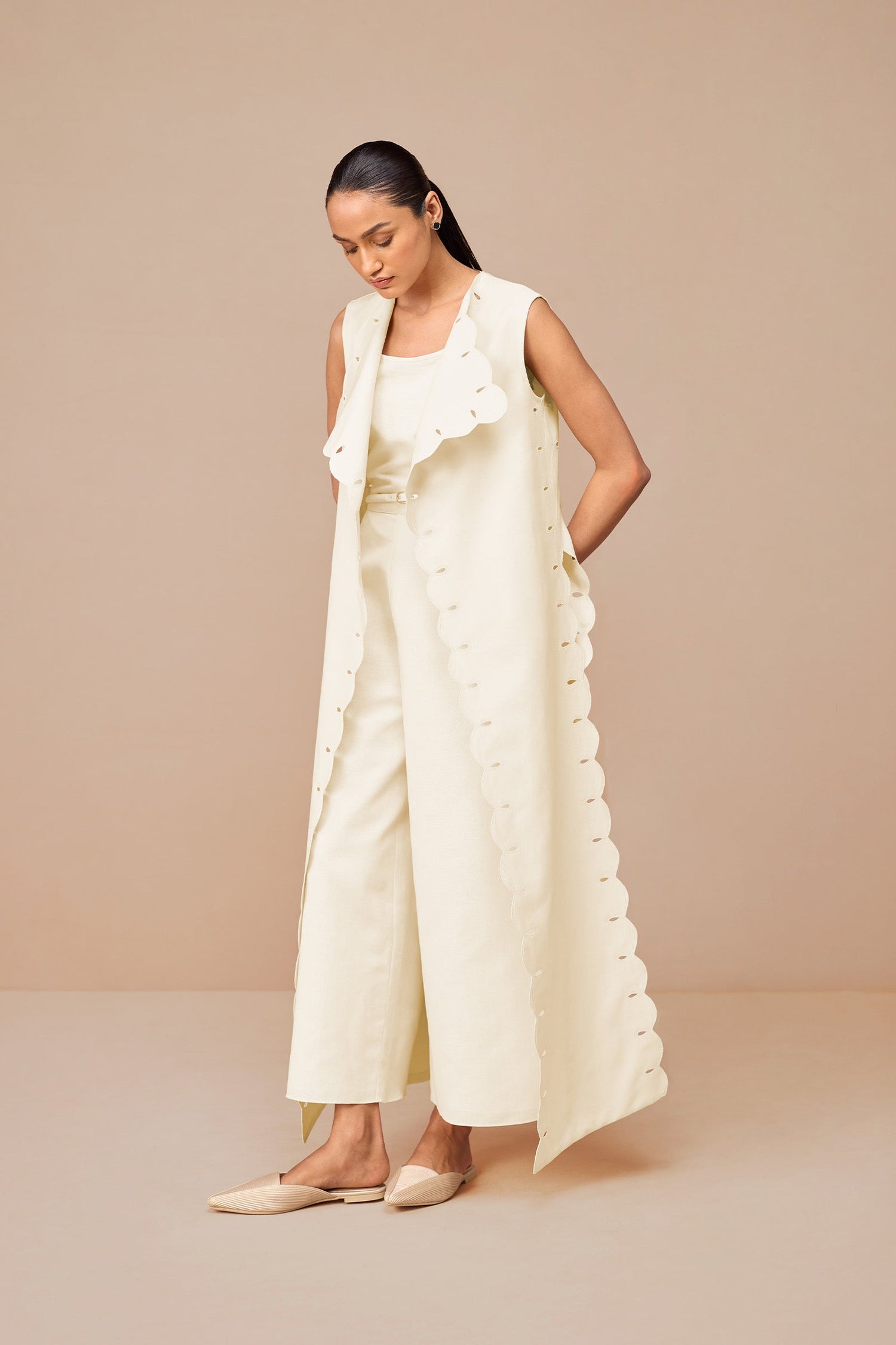 Linen Cleo Throw Set – Ivory