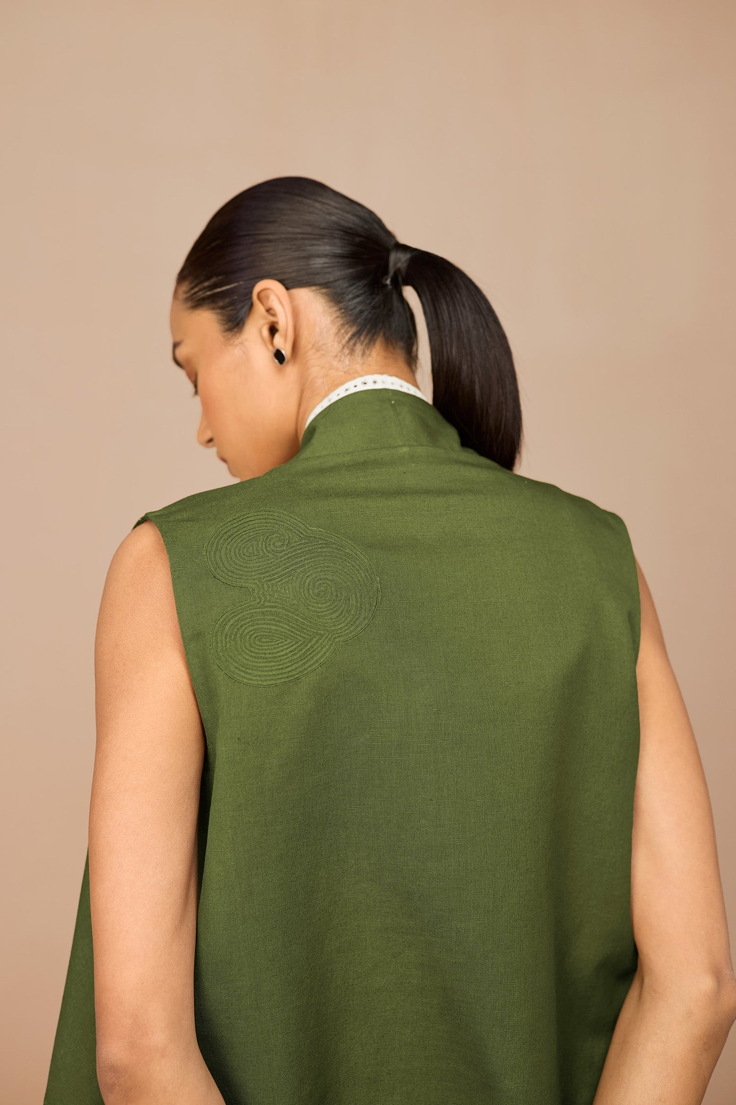Linen Kora Throw Set – Green