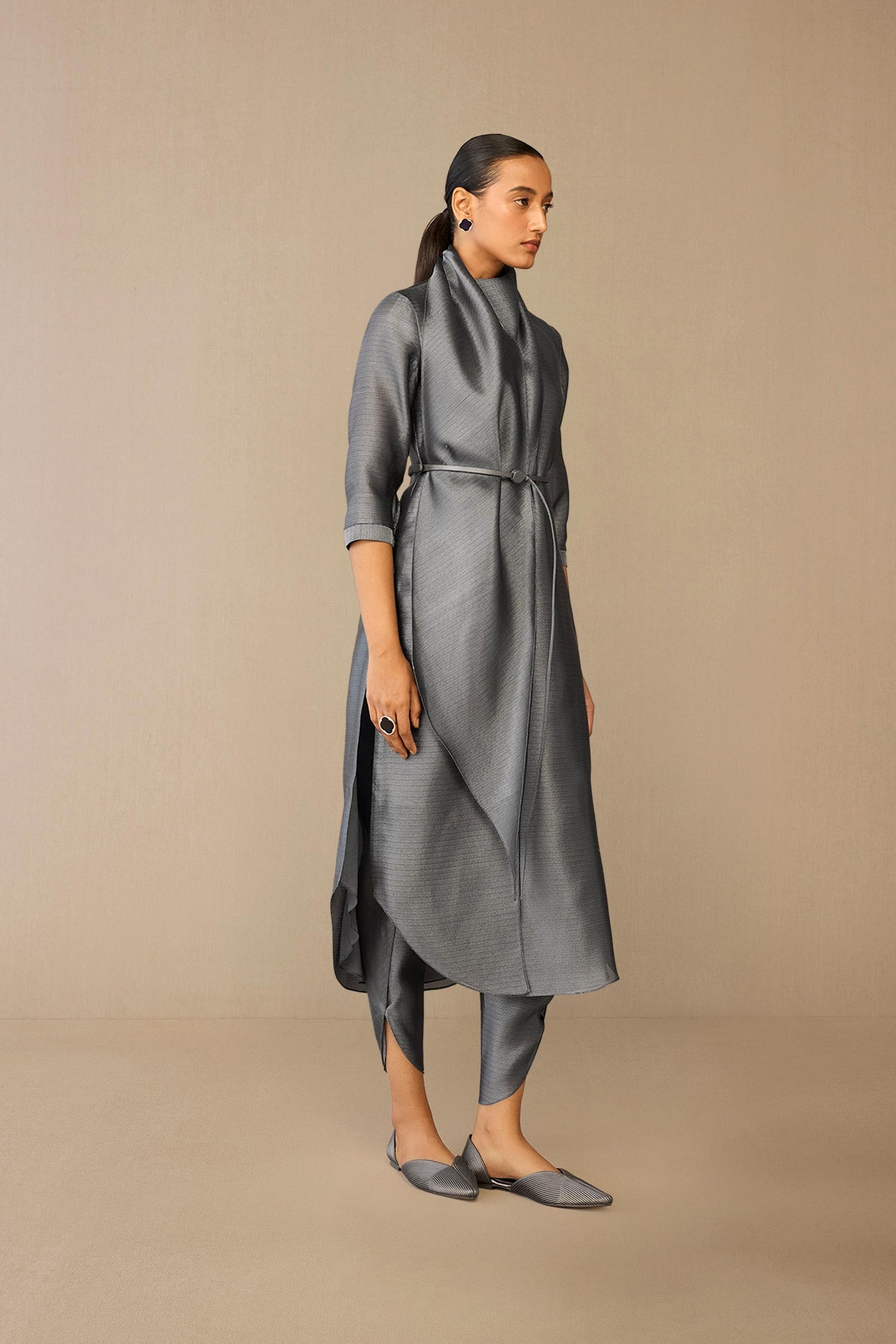 Brocade Avaia Tunic Set – Grey