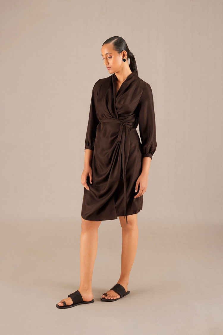 Neesa Short Dress - Dark Brown