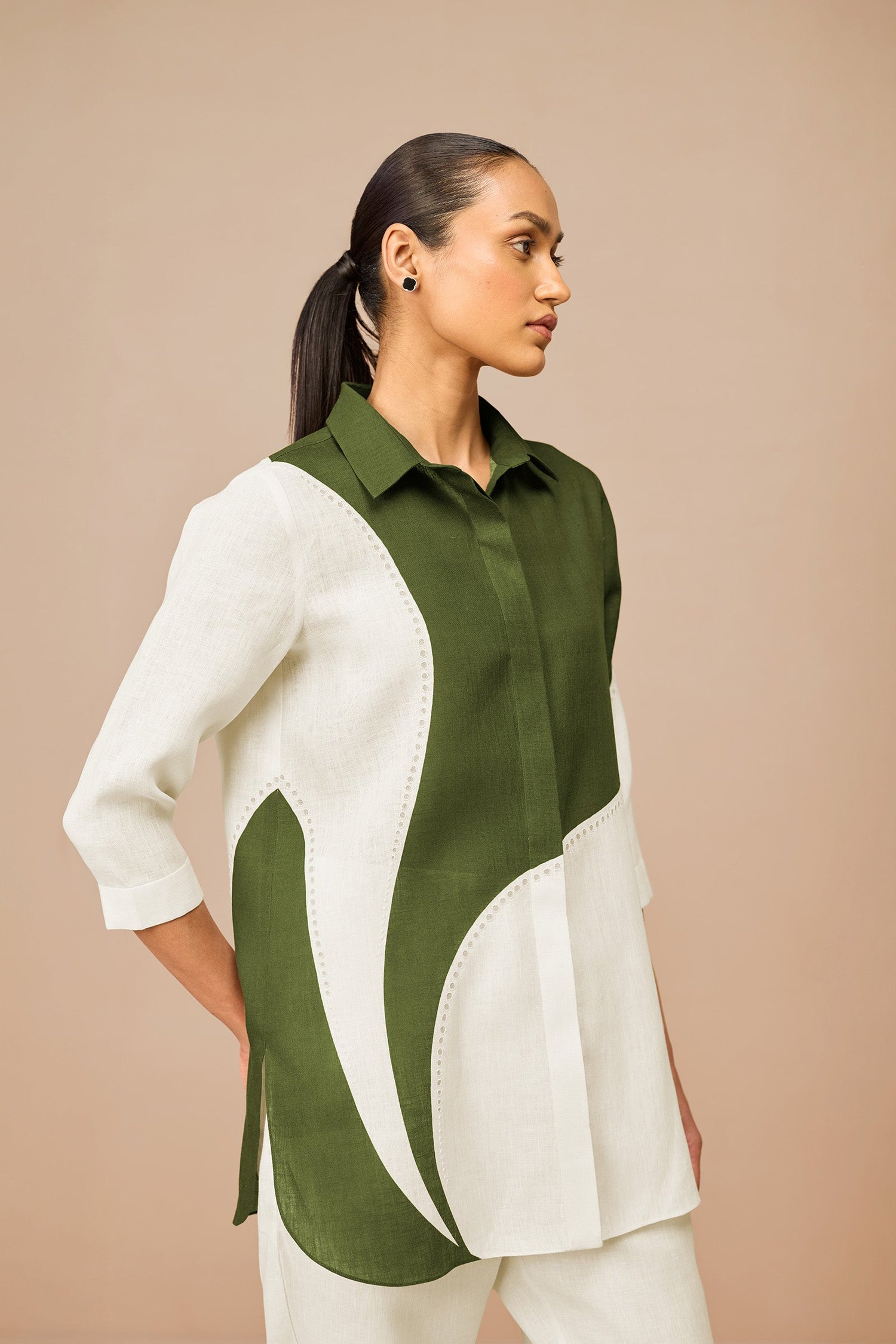 Linen Zelda Shirt Set – Green