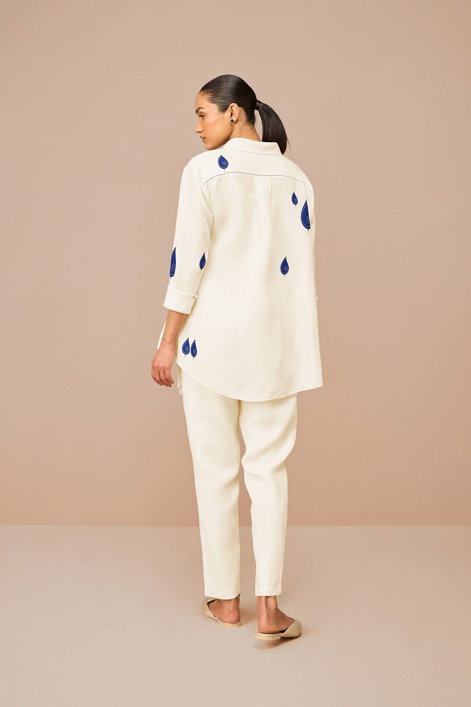 Linen Dahlia Shirt Set – Ivory