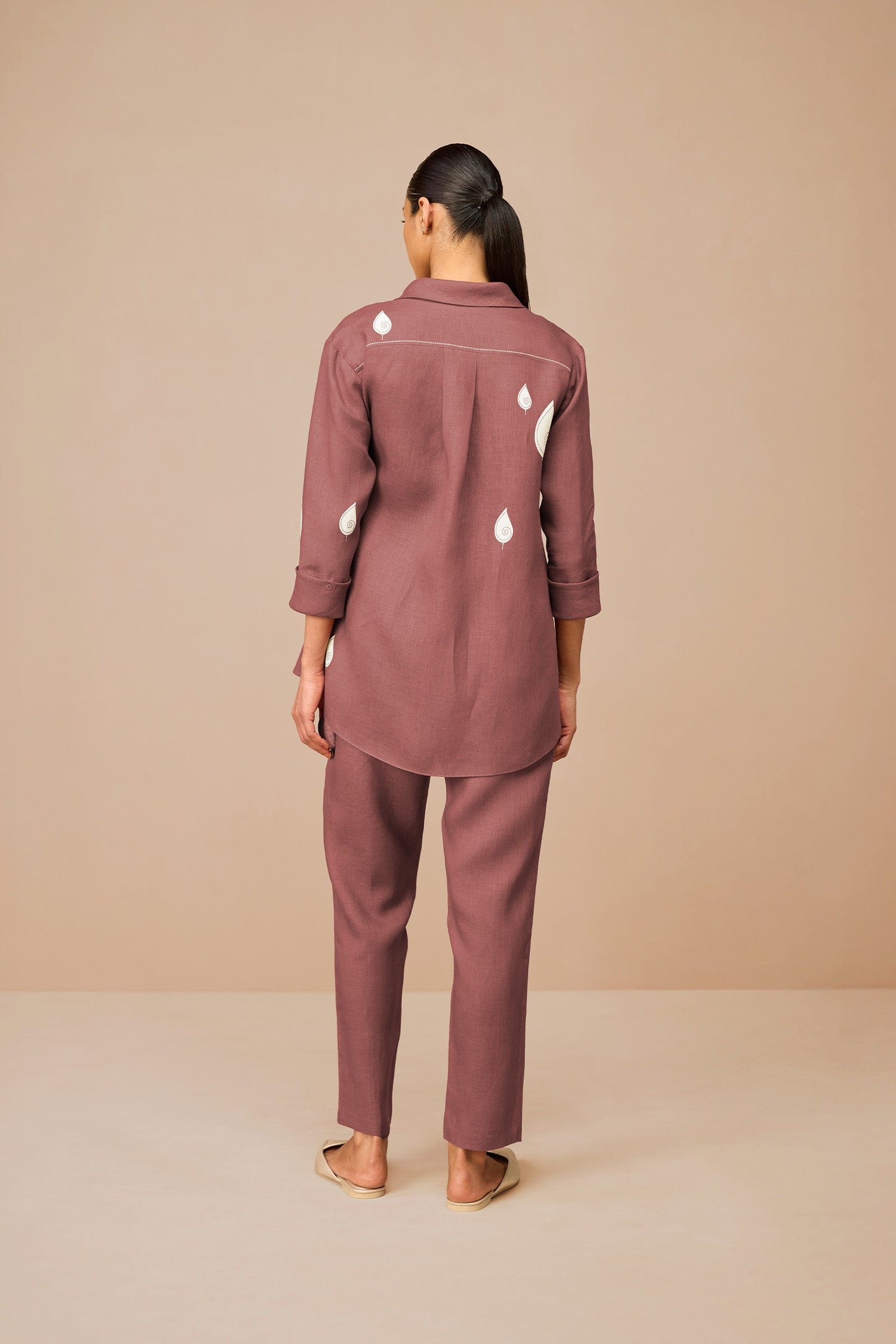 Linen Dahlia Shirt Set – Red