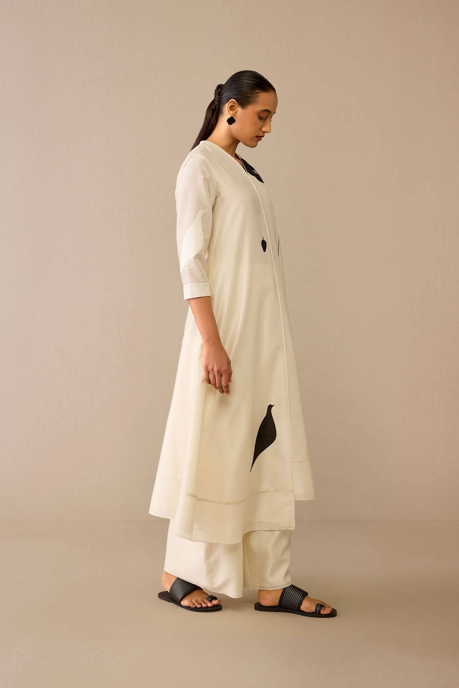 Chanderi Dilruba Kurta Set – Ivory