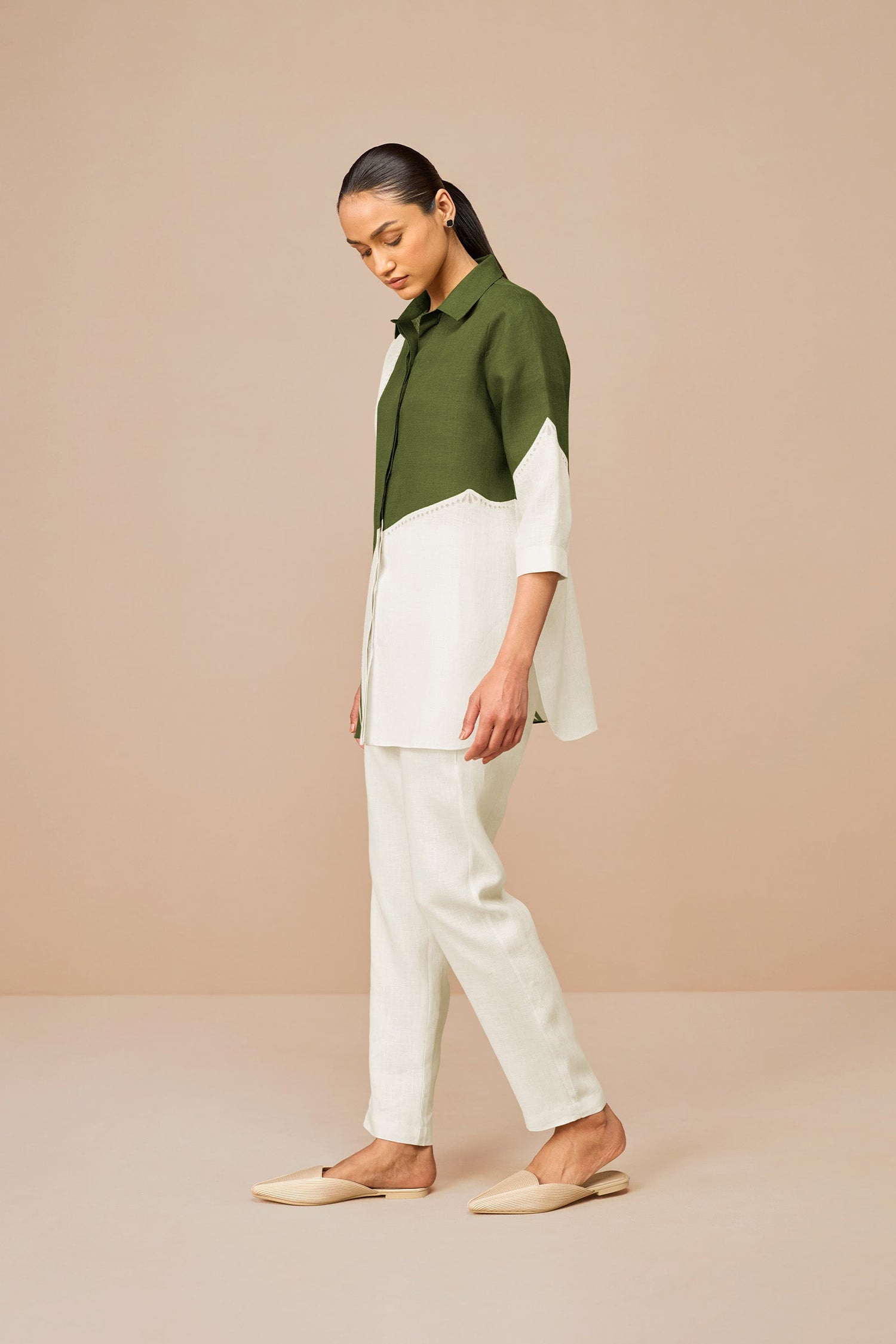 Linen Zelda Shirt Set – Green