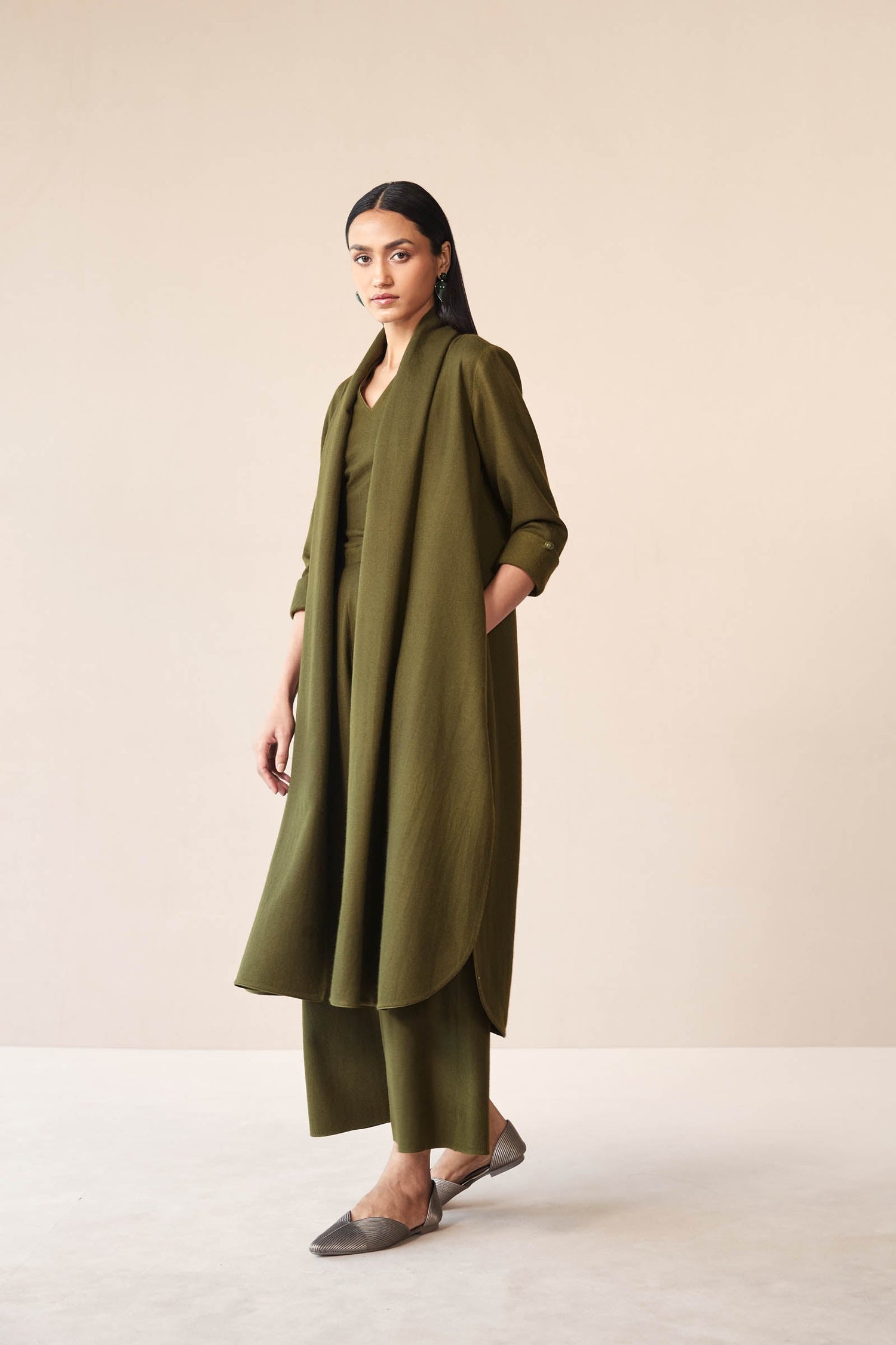 Wool Adele Throw Set – Green