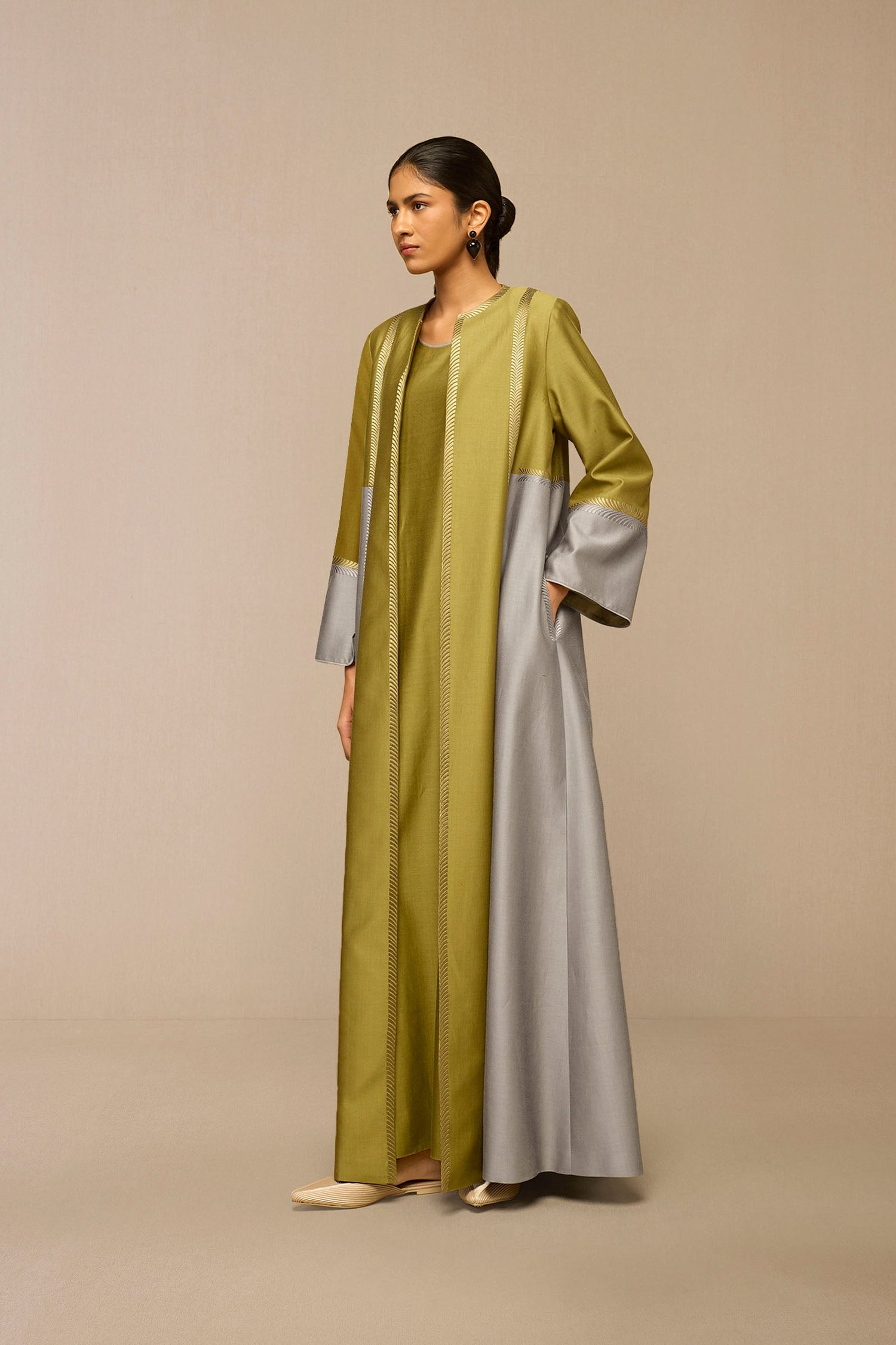 Chanderi Areeba Abaya Set – Green